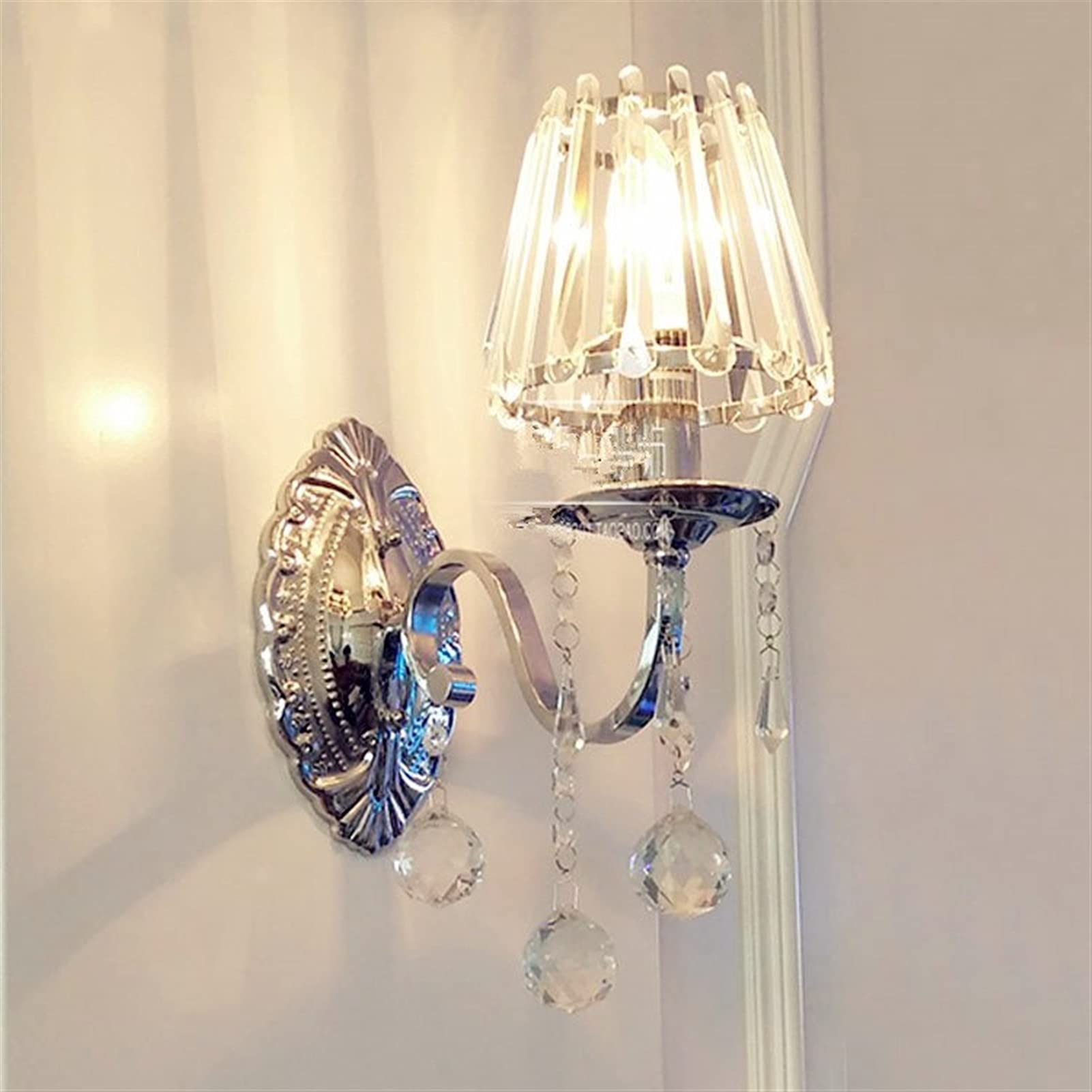 Modern Crystal LED Wall Sconce Plug-in Light Fixture - Energy Efficient Bedroom & Living Room Lighting - Elegant Home Decor for Hallways, Entryways and Cozy Corners