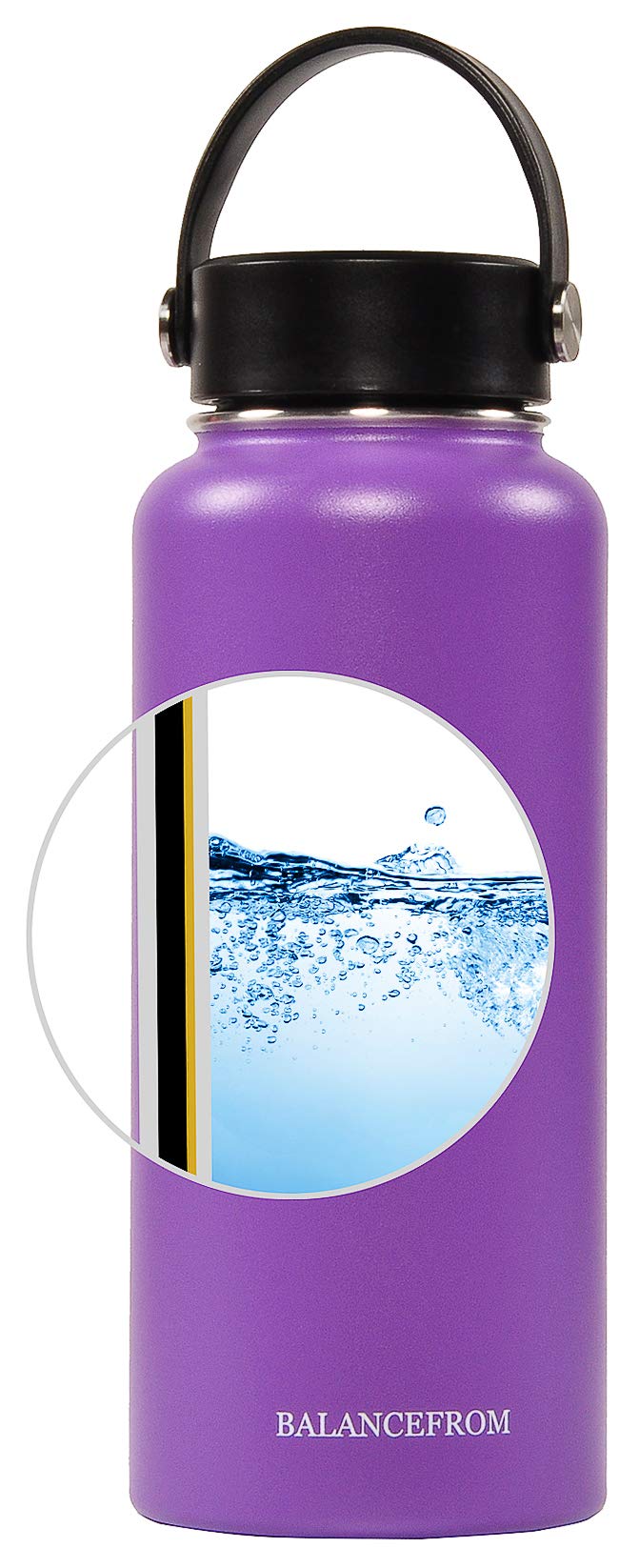 Signature Fitness Double-Wall Vacuum Insulated Stainless Steel Water Bottle - 20oz/32oz, Leakproof, BPA Free, 3 Lids (Straw, Chug, Handle) for Gym, Hiking & Travel - Rose Gold, Black, Blue, Silver