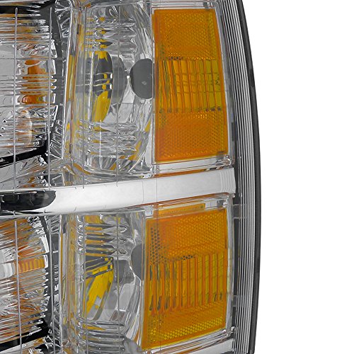 Spec-D Tuning 2LH-SIV07-RS Chrome Headlights Pair for Chevy Silverado 1500/2500/3500 HD - Left & Right Side - Upgrade Your Truck's Style & Night Visibility
