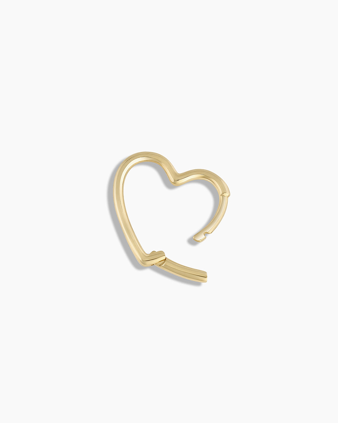 14K Gold Open Heart Single Huggie Earrings - Dainty Minimalist Hoop Earrings for Women - Perfect for Everyday Wear, Date Night & Gifting