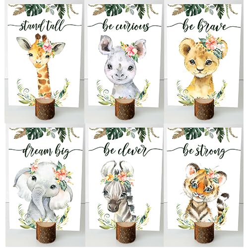 Jungle Animal Baby Shower Centerpieces - Wooden Stand Table Decor for Safari Themed Birthday Party Supplies | Jungle Birthday Decorations for Boys & Girls (Pink) | Perfect for Baby Showers, Safari Parties & Jungle-Themed Events