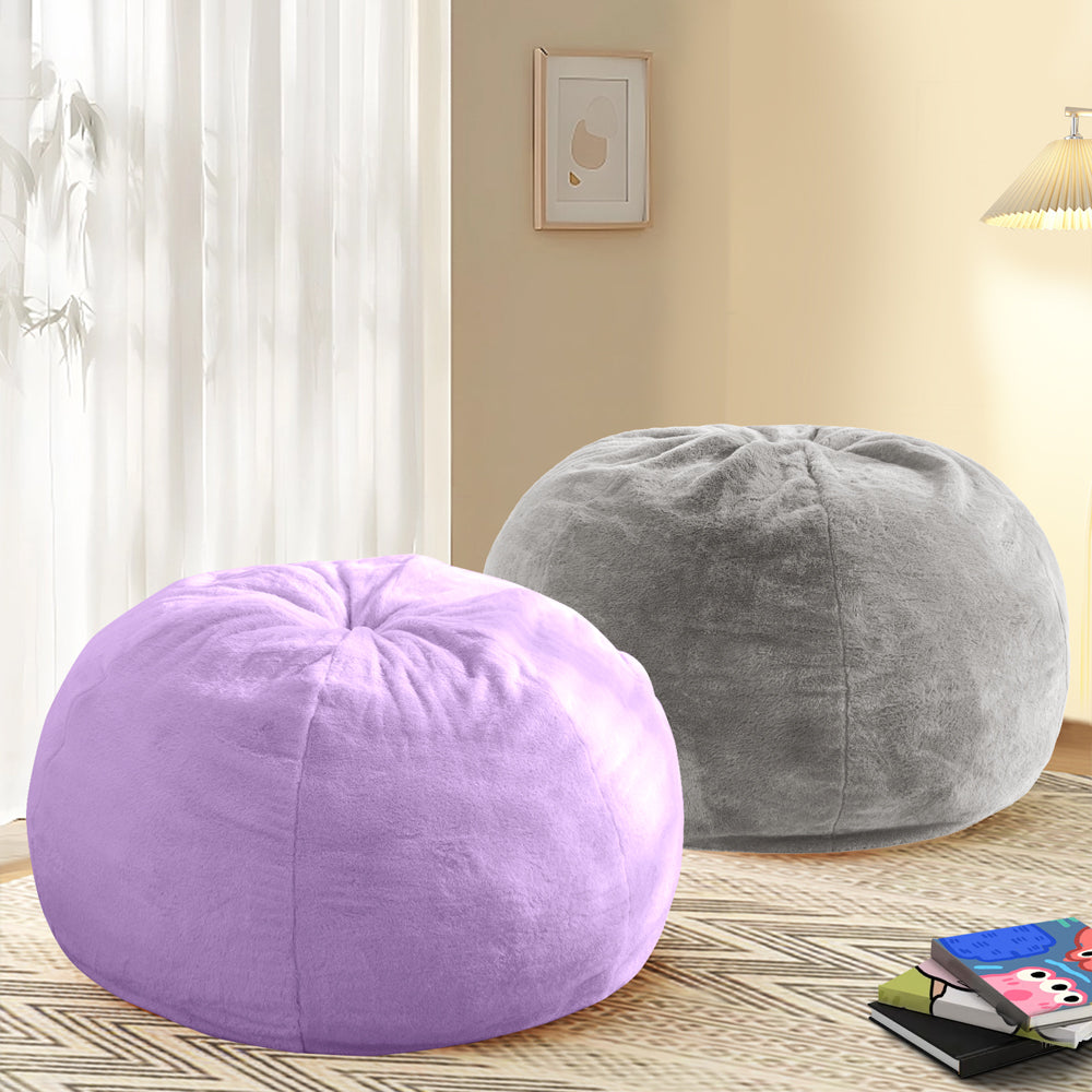 MAXYOYO 2-in-1 Kids Bean Bag Chair with Removable Floor Pillow - Soft Grey Comfy Seating for Boys & Girls - Perfect for Playroom, Bedroom or Reading Nook