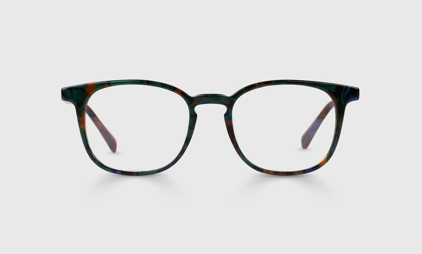 Boardroom Color 18 - Hunter Green & Blue Front Temple Glasses | Stylish Eyewear for Business Meetings & Professional Settings