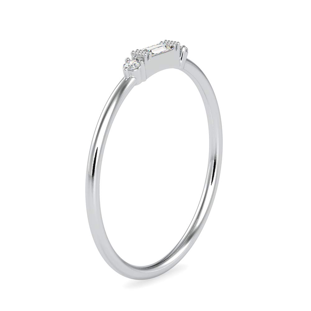 Certified 3 Stone Diamond Wedding Ring in 14K White/Yellow/Rose Gold - Round & Baguette Natural Diamonds (0.07 Ct, IJ-SI) - Perfect for Women's Birthday Gifts & Anniversary Jewelry | Elegant for Weddings, Engagements & Special Occasions