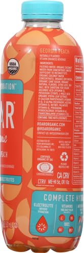Organic Roar Beverages Bev Georgia Peach Flavor - 18 Fl Oz | Refreshing Peach Drink for Summer, Picnics & Healthy Hydration