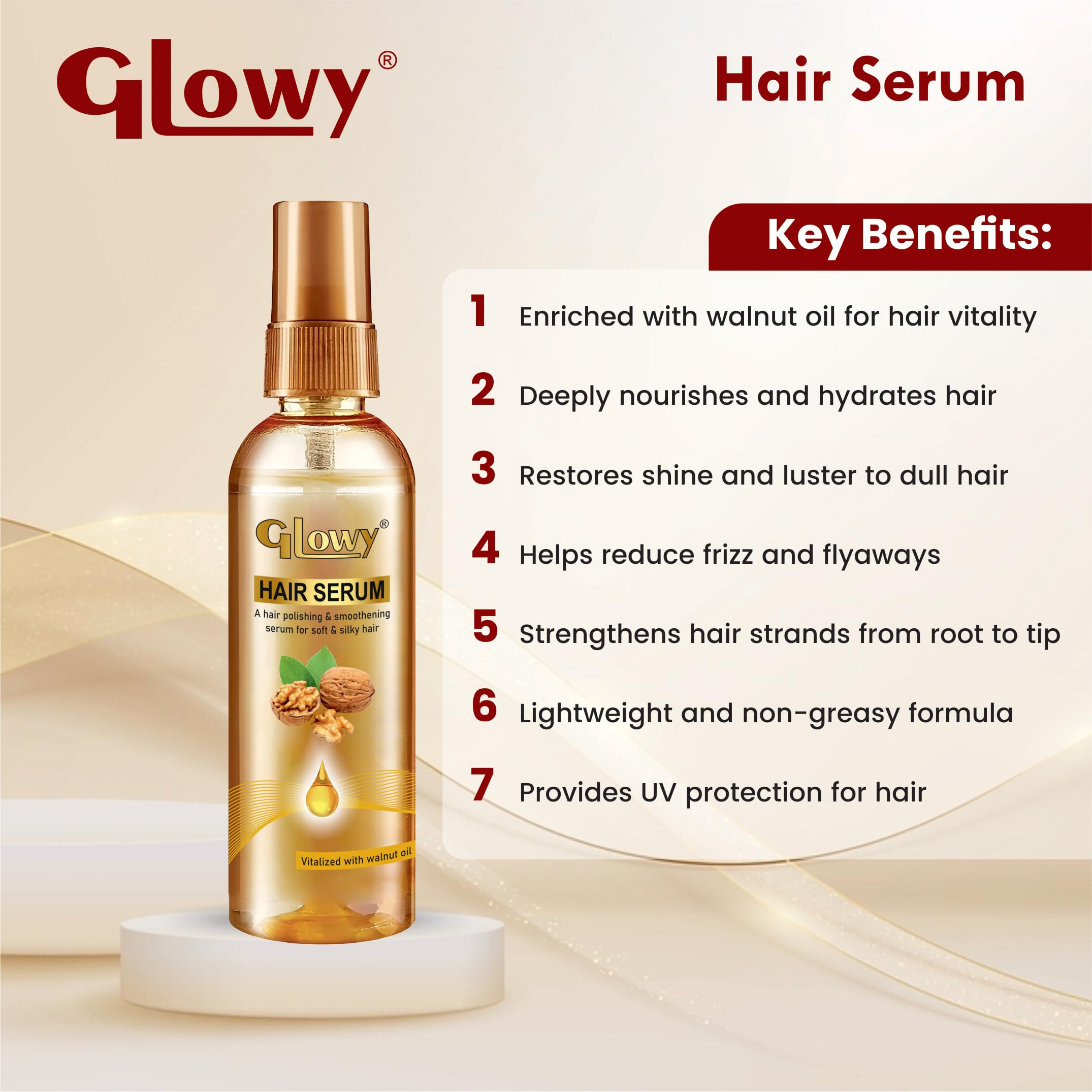 GLOWY Anti-Hairfall Shampoo with Coconut Oil - Ultra Shine & Natural Bio Ingredients for Smooth, Silky Hair | Reduces Breakage & Adds Shine for Daily Hair Care