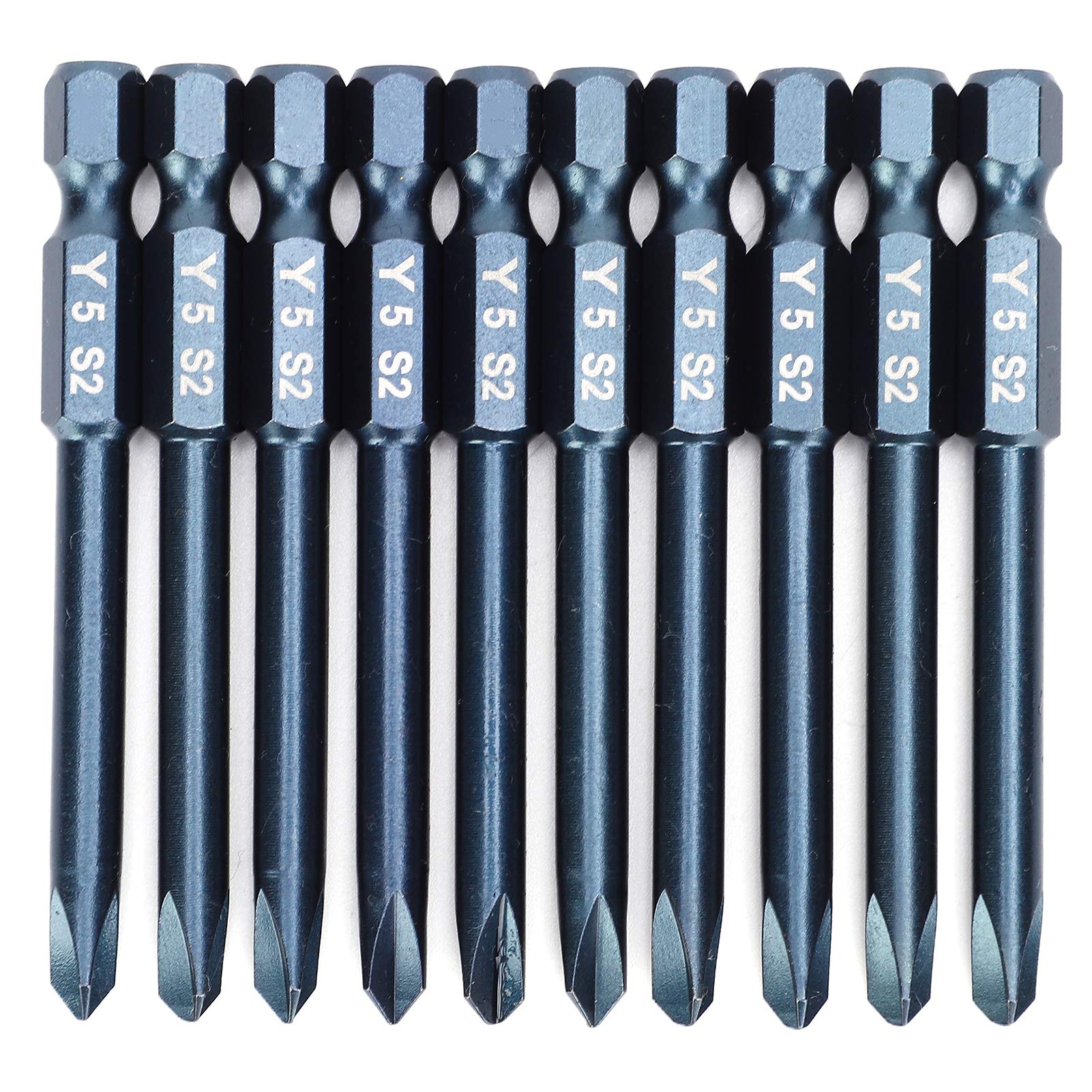 10Pcs Y-Type S2 Alloy Steel Screwdriver Bit Set - Magnetic Electric Screwdriver Bits for Hand Drills, Power Tools & Rechargeable Wrenches - Perfect for DIY Projects, Home Repairs & Professional Use