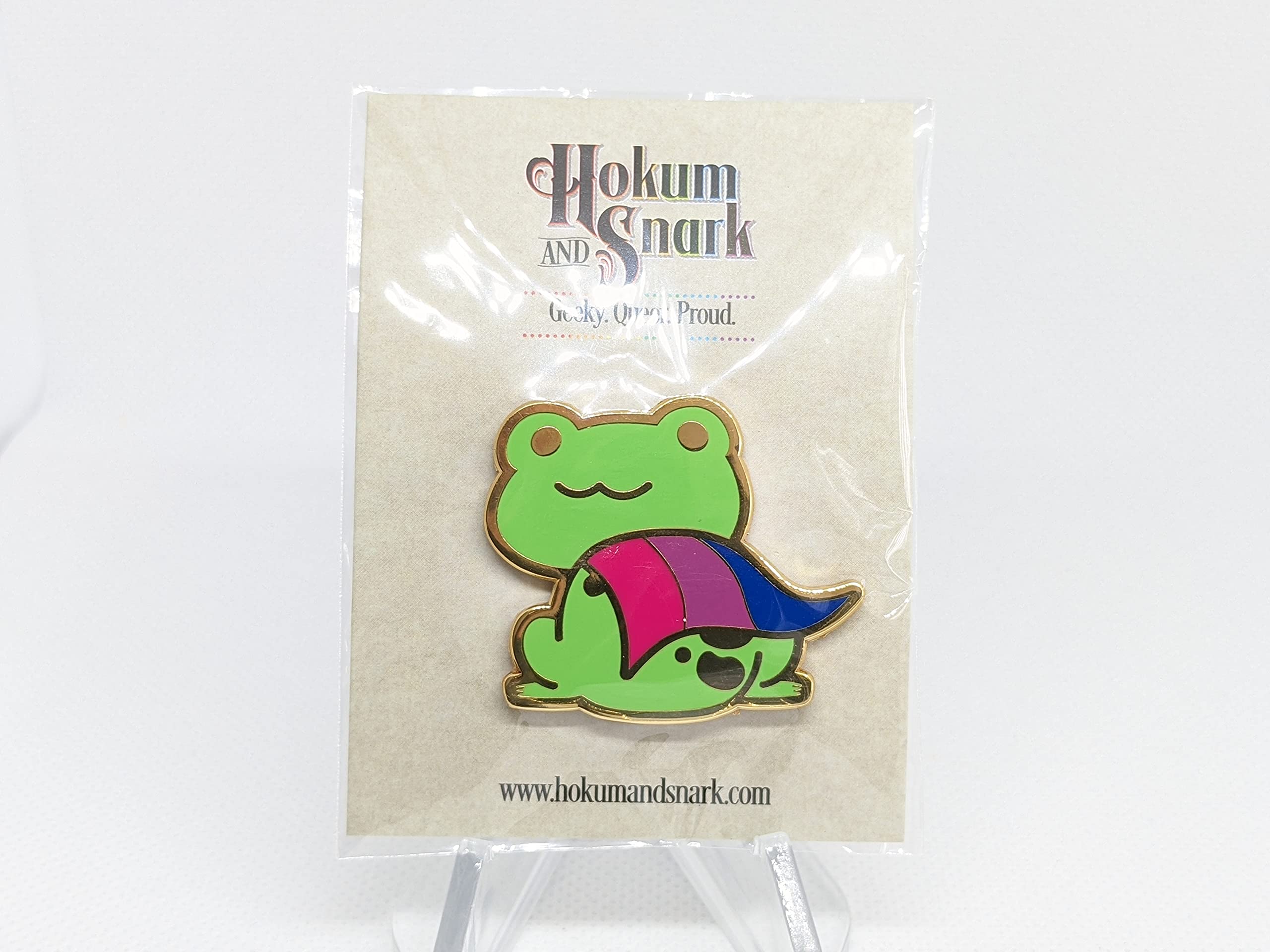 Bisexual Pride Frog Enamel Pin - LGBT+ Flag Colors, Chibi Superhero Gay Frog Badge for Backpacks, Jackets & LGBTQ+ Events