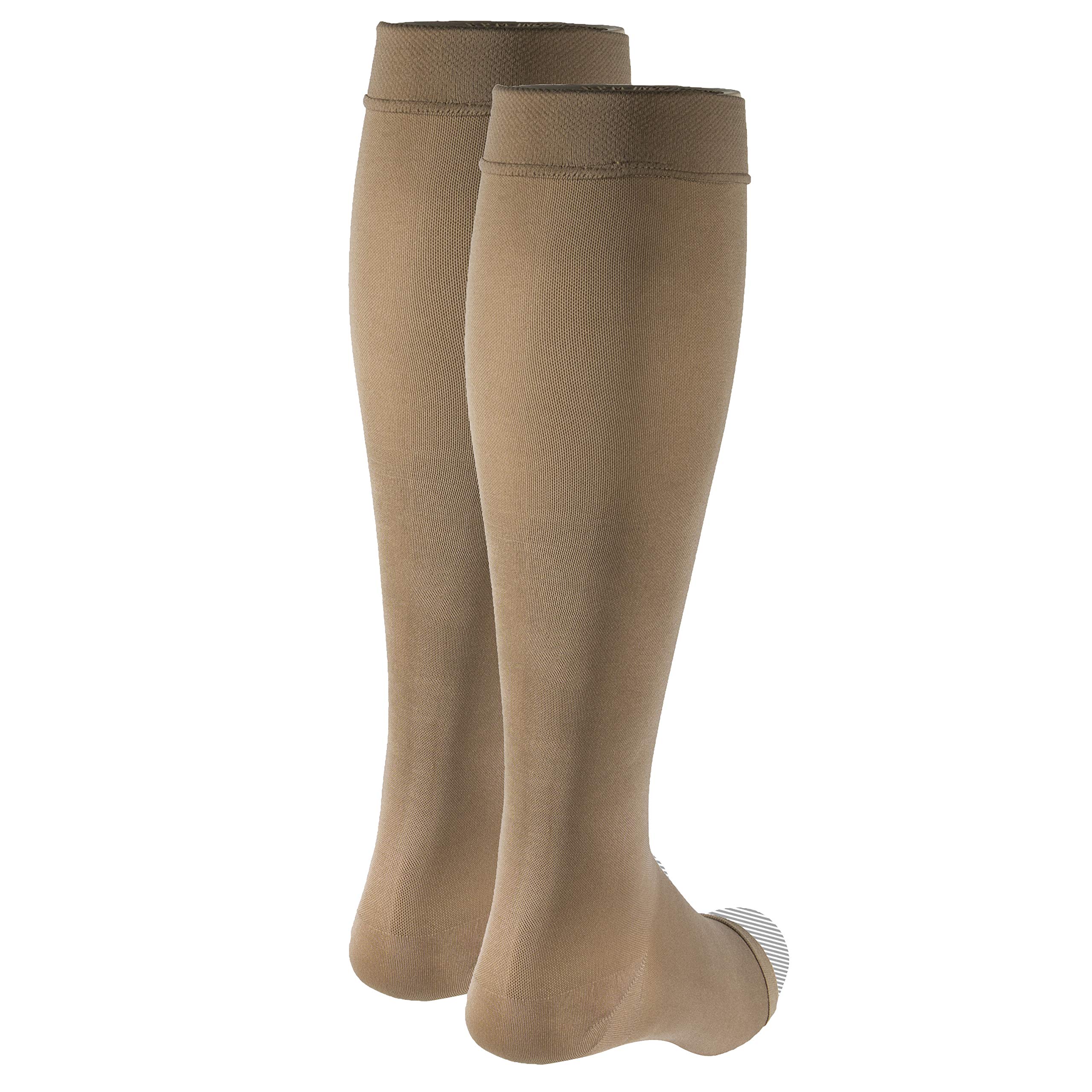 Truform Women's Compression Stockings 20-30 mmHg Knee High Open Toe Opaque Beige Small - Medical Support Socks for Varicose Veins, Swelling & Circulation - Perfect for Nurses, Travel & Pregnancy