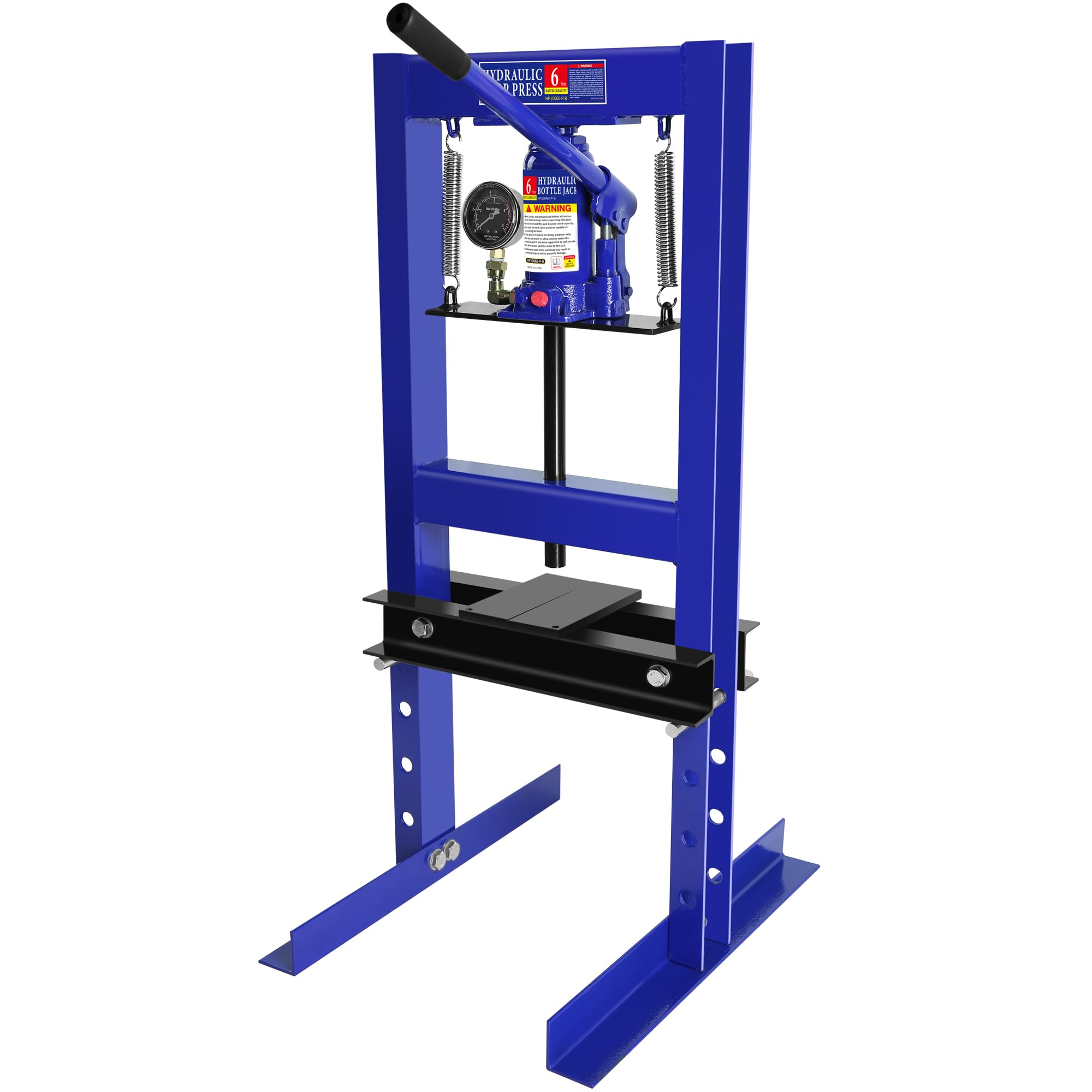 6 Ton Hydraulic Shop Press - Heavy Duty H-Frame Benchtop Press with Pressure Gauge, Adjustable Work Table & Steel Plates - Perfect for Bearing Removal, Gear Repair, Metalworking in Garage & Workshop
