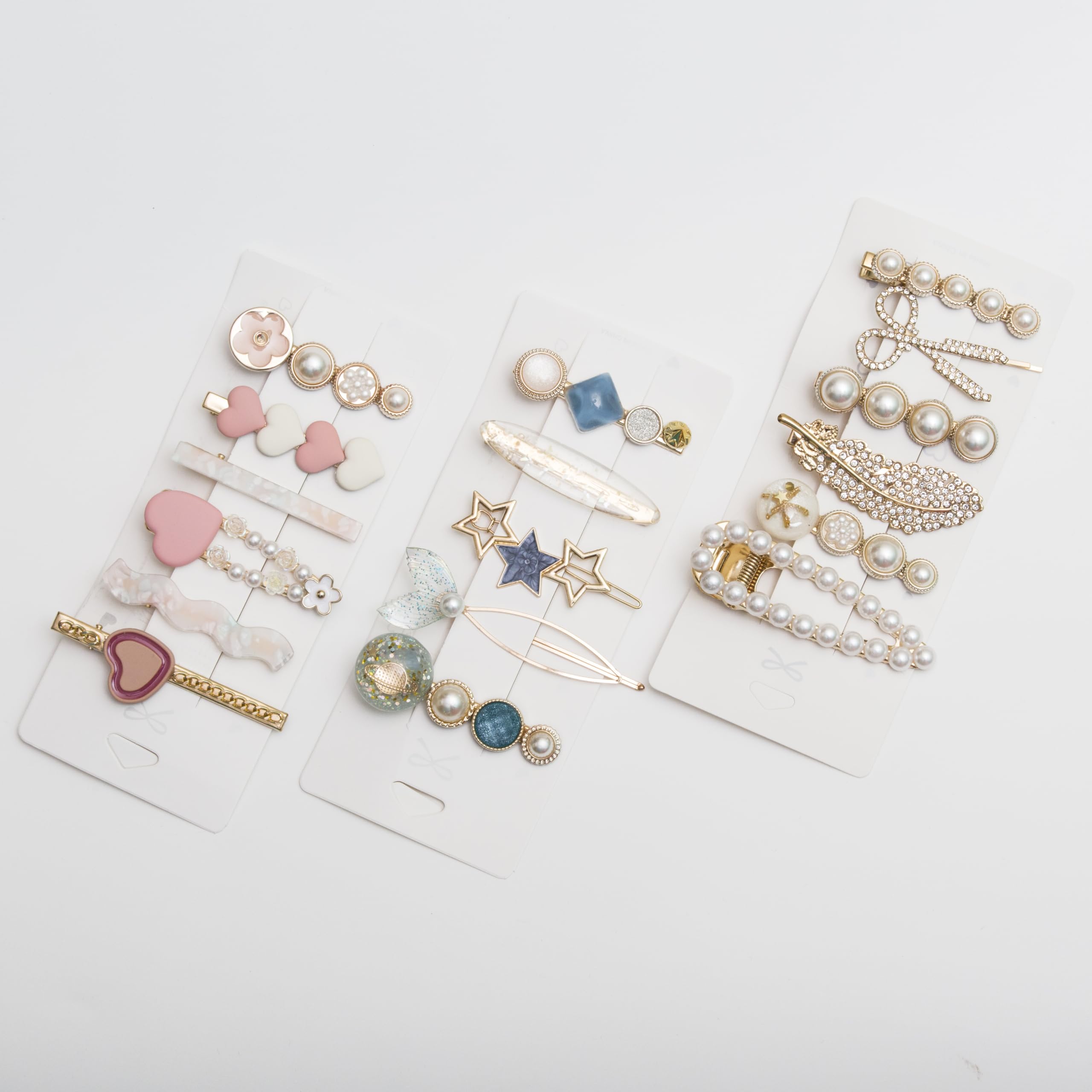 FEORA Korean Fashion Pearl Rhinestone Metal Hair Clips & Barrettes for Women - Geometric Hollow Hairpins, Pearl Hair Clamps (Combo Set) | Perfect for Weddings, Parties & Daily Styling