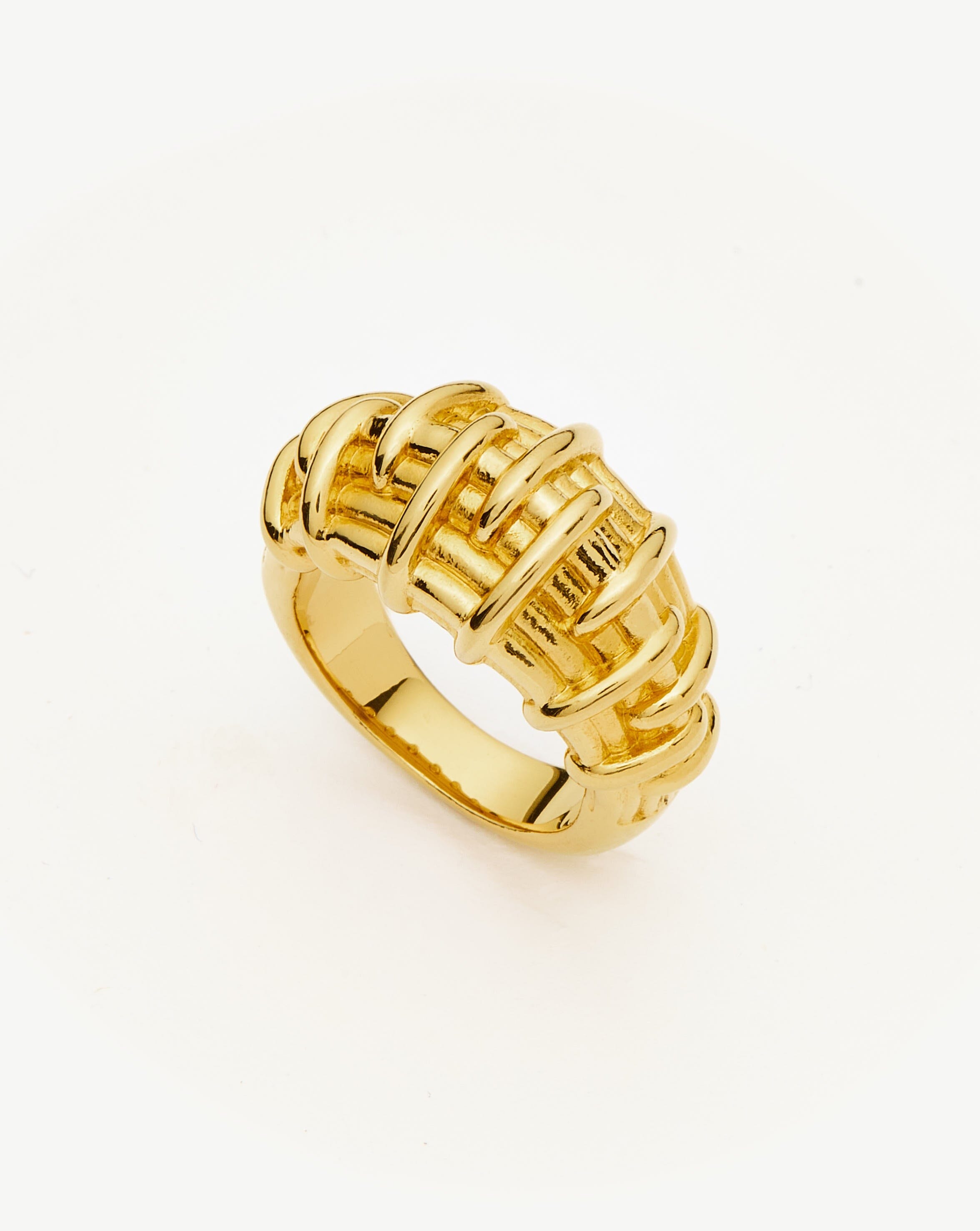 18k Gold Plated Bombe Raffia Ring - Handmade Boho Chic Statement Jewelry for Women - Perfect for Beach Weddings, Summer Parties & Boho Fashion