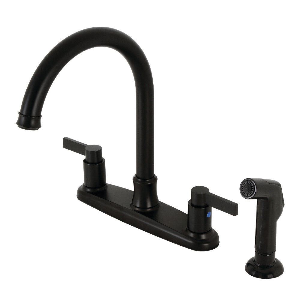Kingston Brass FB7790NDLSP NuvoFusion 8 Inch Centerset Kitchen Faucet with Pull Down Sprayer - Perfect for Modern Kitchens and Easy Dishwashing