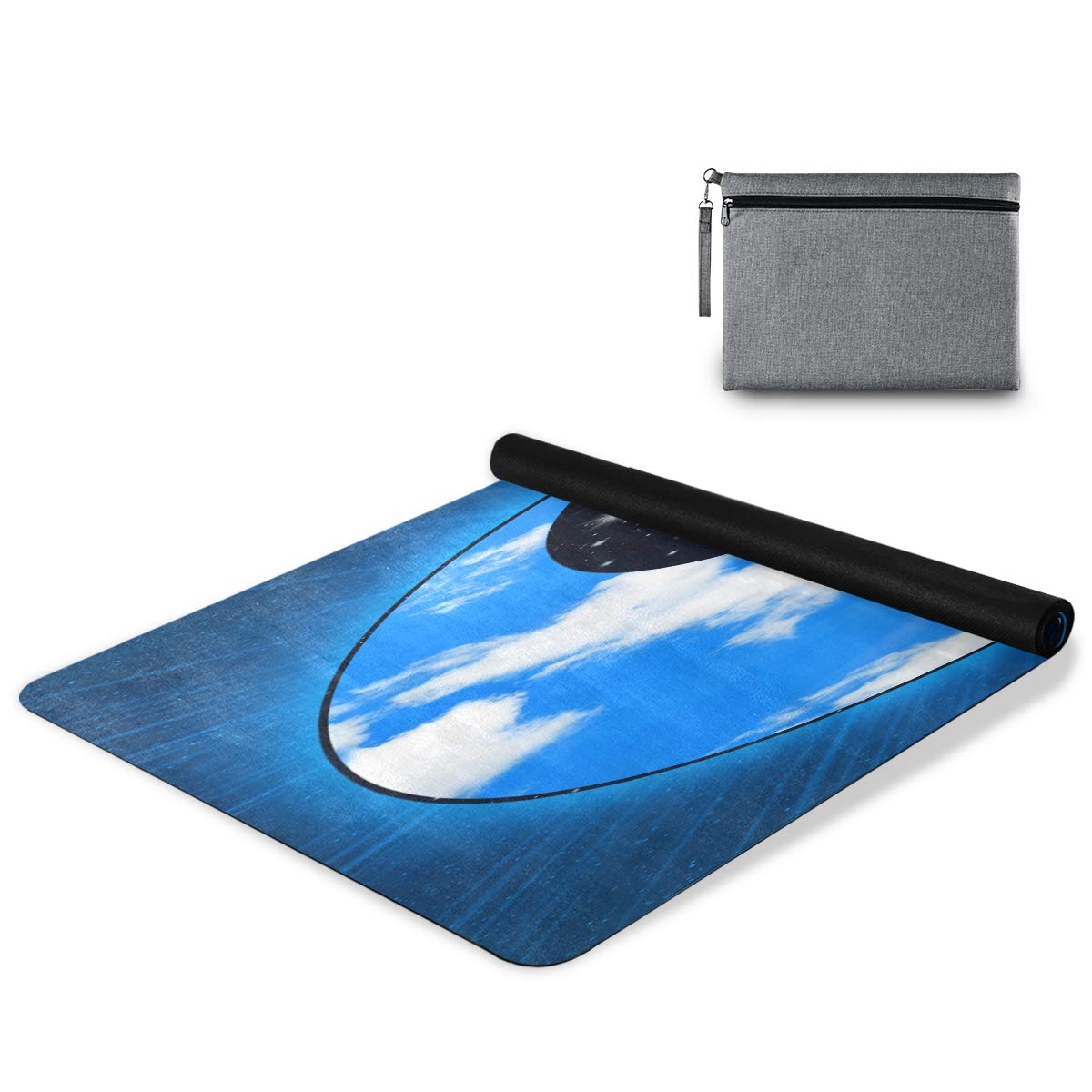 Senya Yin Yang Non-Slip Yoga Mat - Extra Large 71x26 Inch Microfiber Exercise Mat for Nighttime Yoga, Fitness & Hot Yoga - Soft & Absorbent Yoga Towel Mat for Home, Studio & Outdoor Workouts