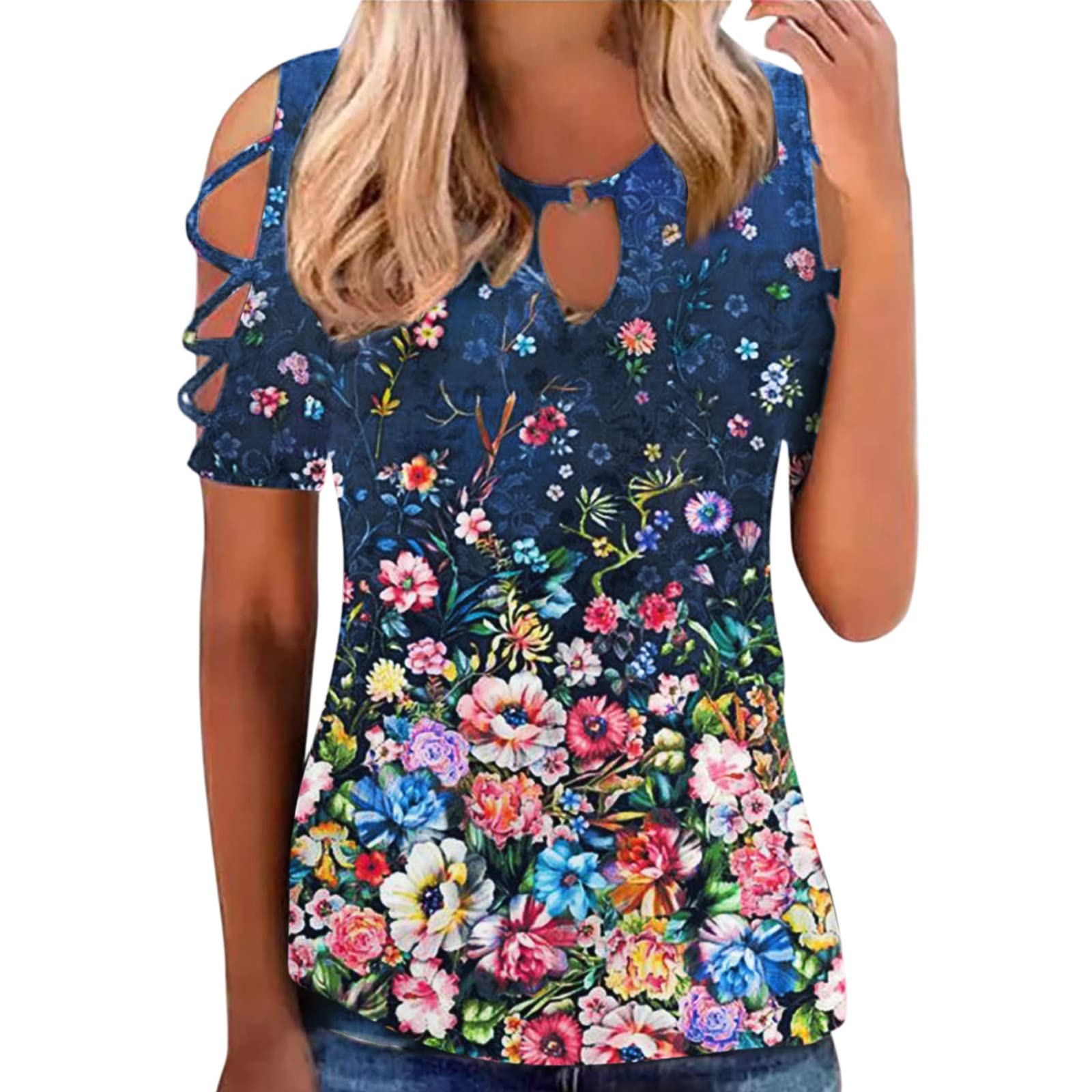 Women's Cotton Long Sleeve Crewneck T-Shirt - Breathable Summer Casual Top with Hollow Out Sleeve Design | Perfect for Everyday Wear, Office, Travel & Date Nights