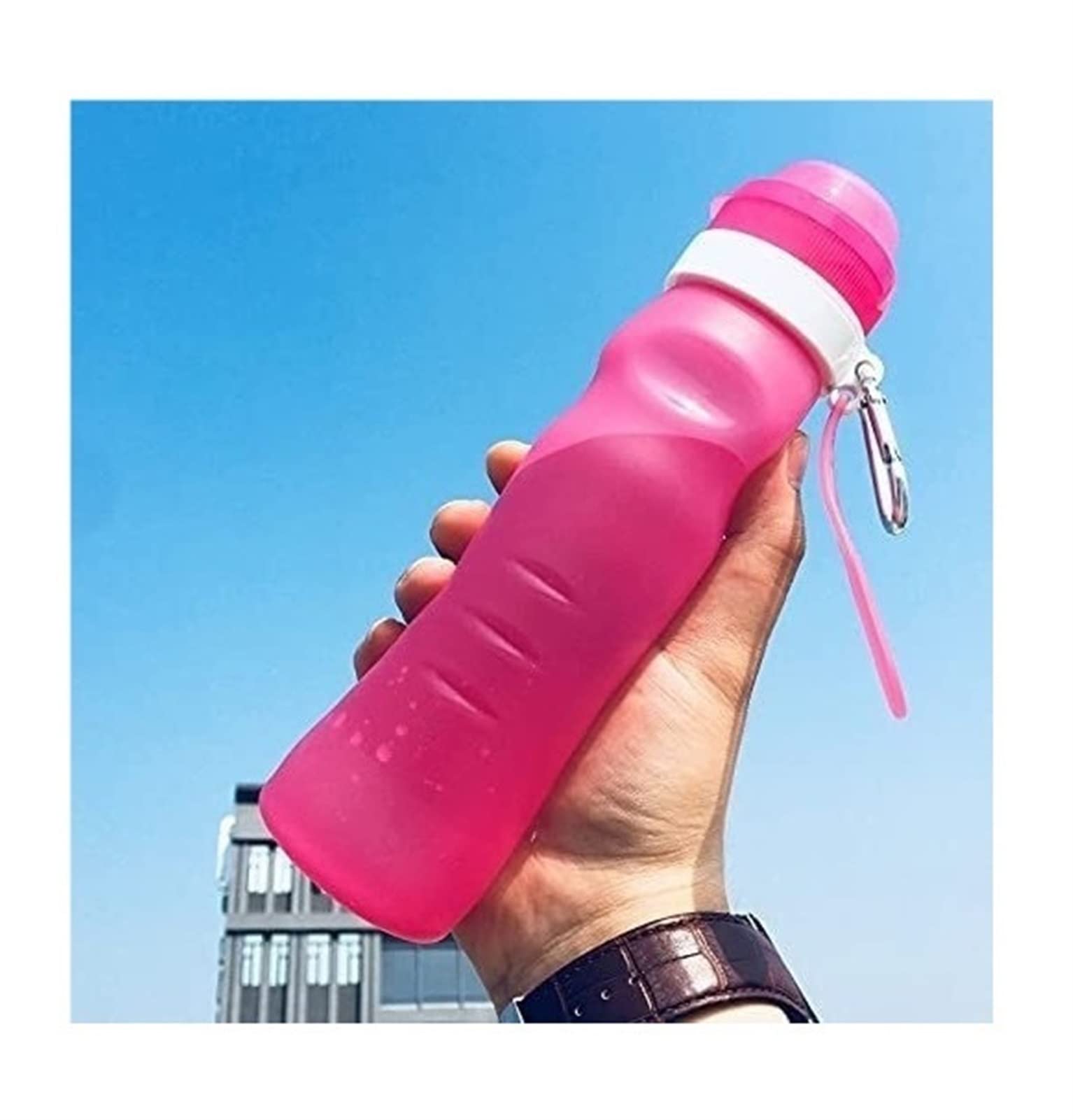 Eco-Friendly Collapsible Silicone Water Bottle - Lightweight Foldable Sport Kettle for Gym, Hiking, Camping & Travel - BPA Free Reusable Drinking Jug for Fitness & Outdoor Activities
