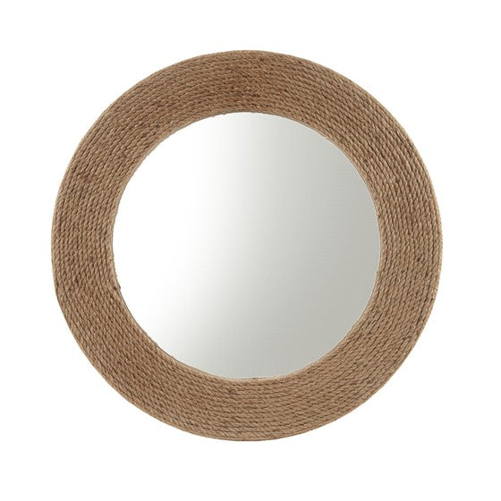 Natural Jute Rope Round Wall Mirror 26 Inch - Boho Coastal Home Decor for Living Room, Bedroom, or Bathroom