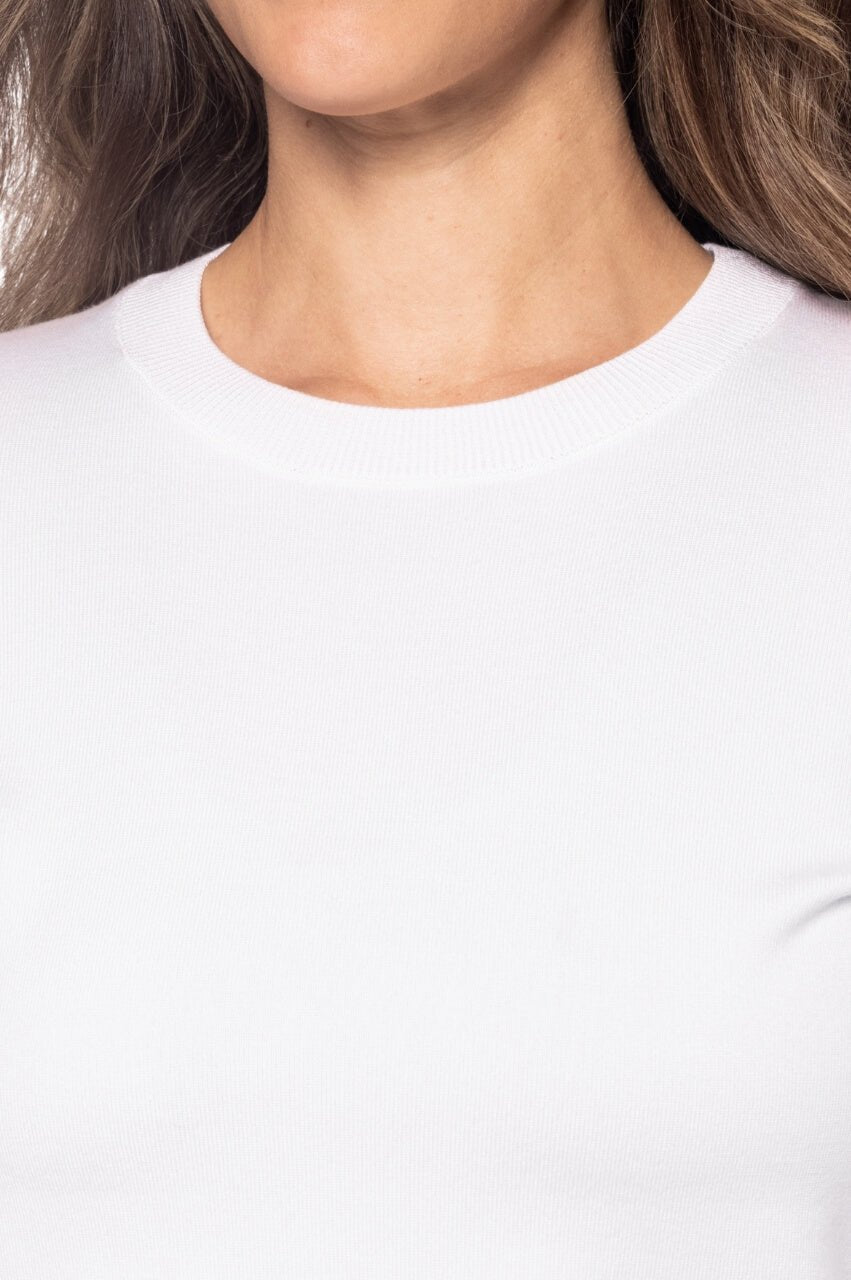 White Martini Crewneck Sweater for Women - Soft Cotton Knit Pullover Casual Tops - Perfect for Fall Winter Layering, Date Nights & Office Wear
