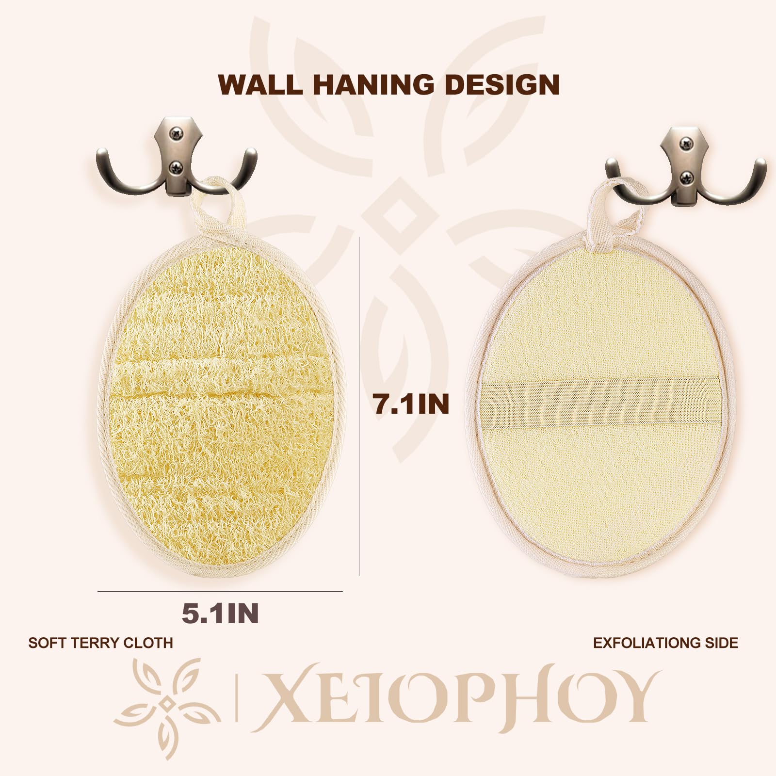 2PCS Premium Natural Loofah Sponge - Exfoliating Body Scrubber for Men, Women & Kids | Eco-Friendly Biodegradable Shower Scrubber for Face & Body | Perfect for Daily Skincare, Spa & Bath Routine