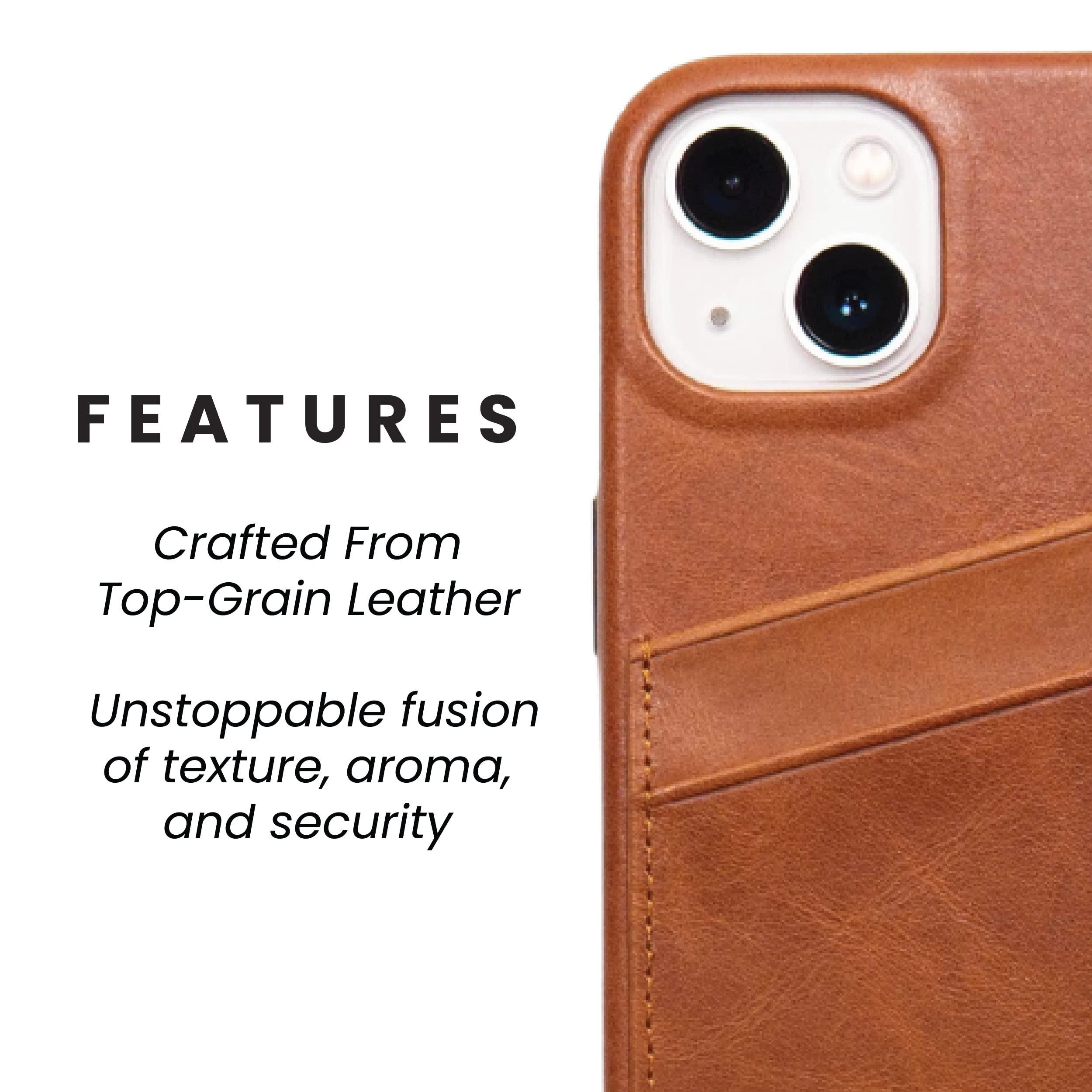 Premium Leather iPhone 13 Case - Bullstrap Genuine Leather Portfolio Wallet Case for Apple iPhone 13 (Sienna Brown) | Slim Protective Cover with Card Slots - Perfect for Business Professionals & Everyday Use