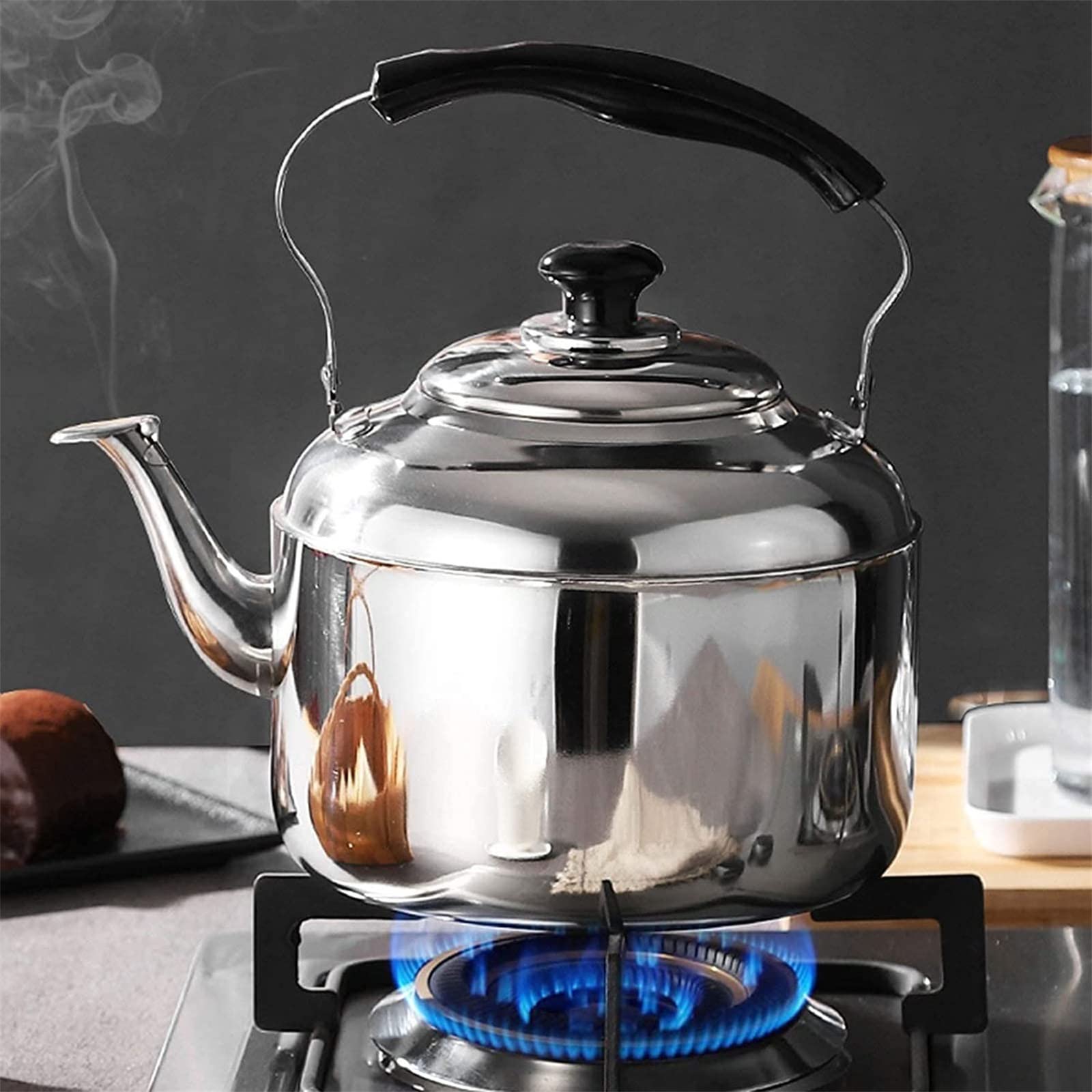 Premium Stainless Steel Whistling Tea Kettle - Induction Compatible, Gas & Electric Stove Safe - Perfect for Home, Camping, Hiking & Outdoor Picnics