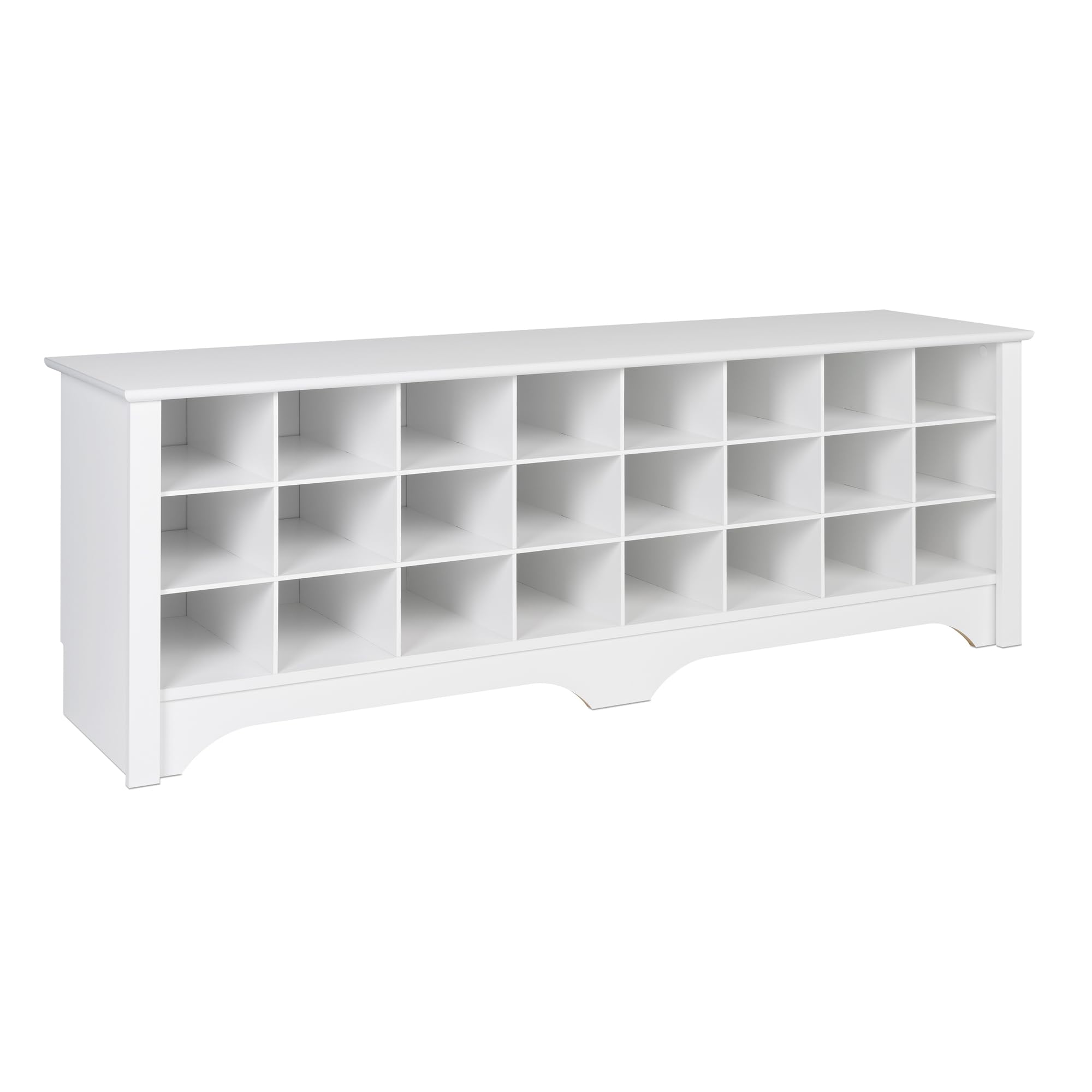 White Hall Bench with Storage - 24-Shoe Cubby Entryway Bench, 15.5