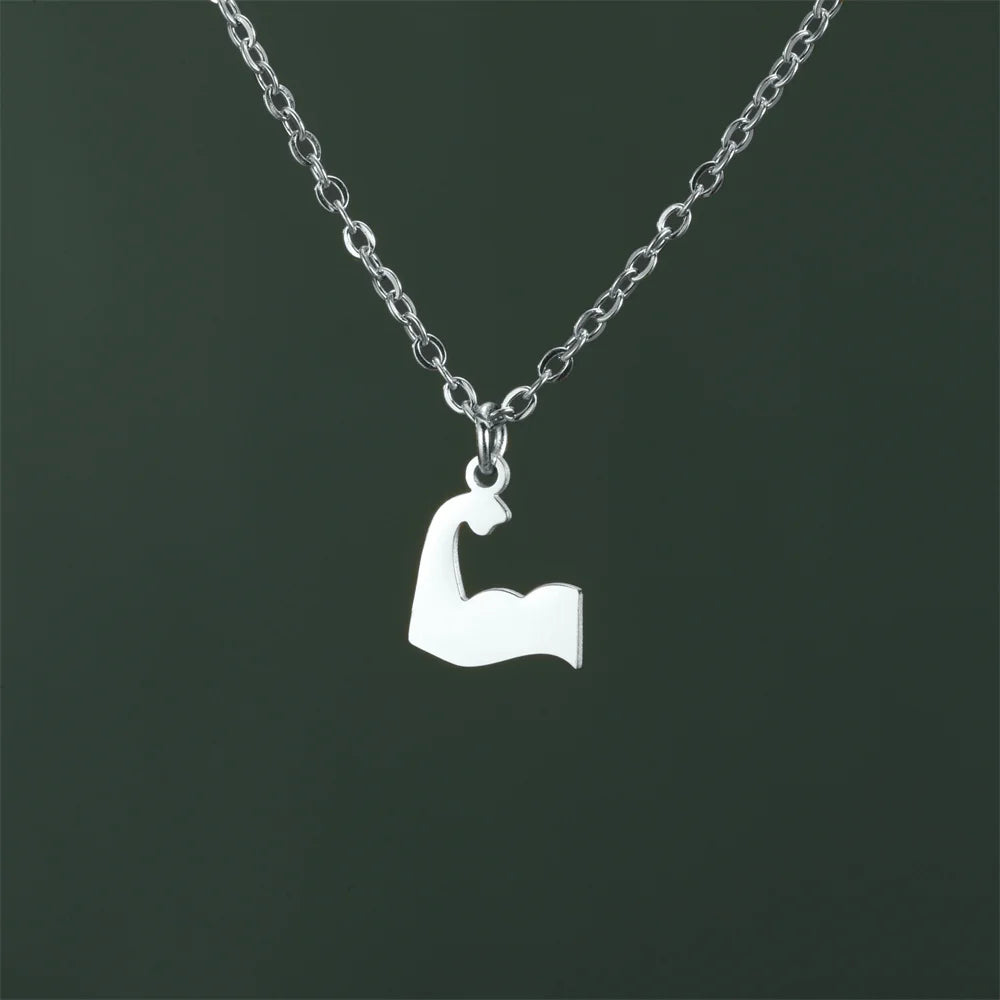 Stainless Steel Dumbbell Necklace for Men - Weightlifting & Gym Jewelry Gift for Bodybuilders & Fitness Enthusiasts | Perfect for Workouts, Sports & Casual Wear