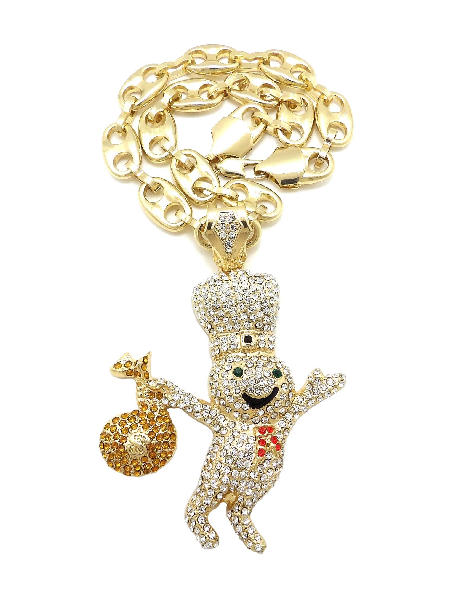 SJ ICED Out Doughboy Money Bag Pendant with 20