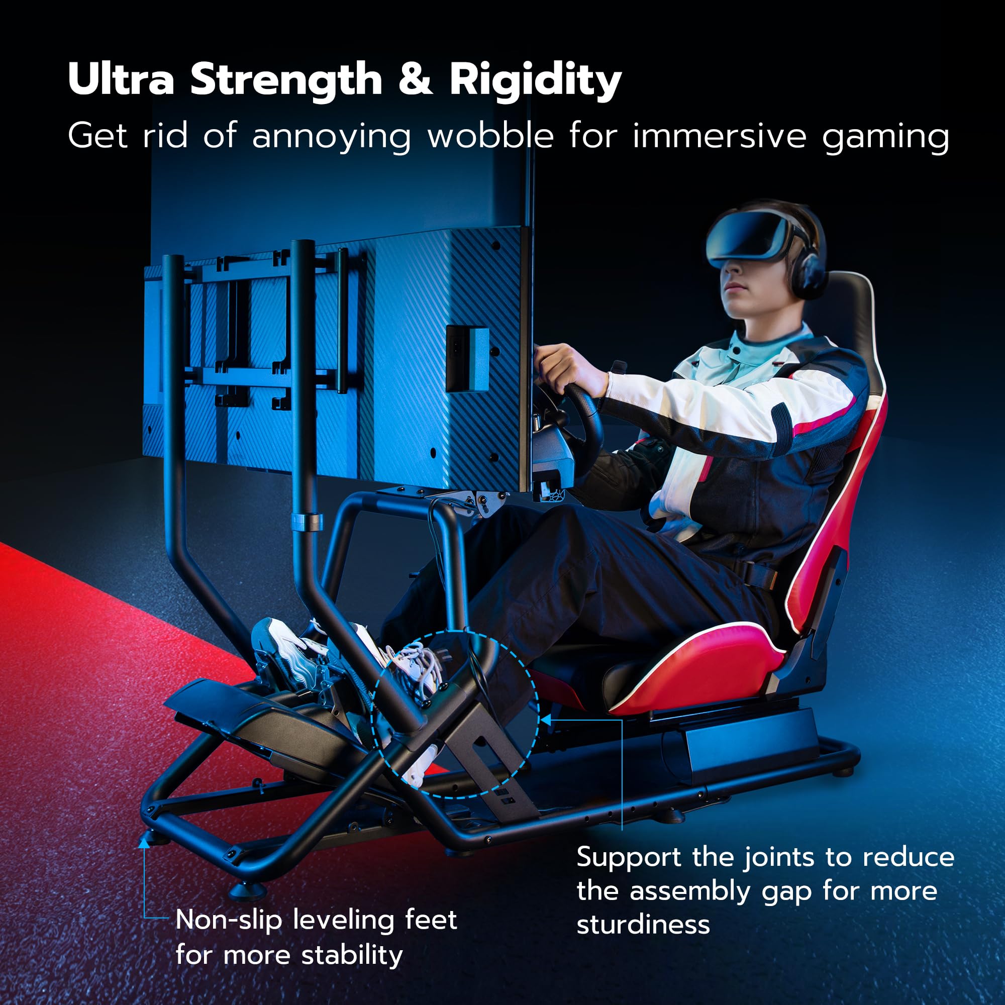 ARES WING Racing Simulator Cockpit with Adjustable Monitor Mount & Seat - Formula & GT Style Sim Racing Rig Compatible with Fanatec, Thrustmaster, Logitech, Moza - Works with PS5, PS4, Xbox & PC - Perfect for Home Racing, Esports Training & Immersive Gaming Experience