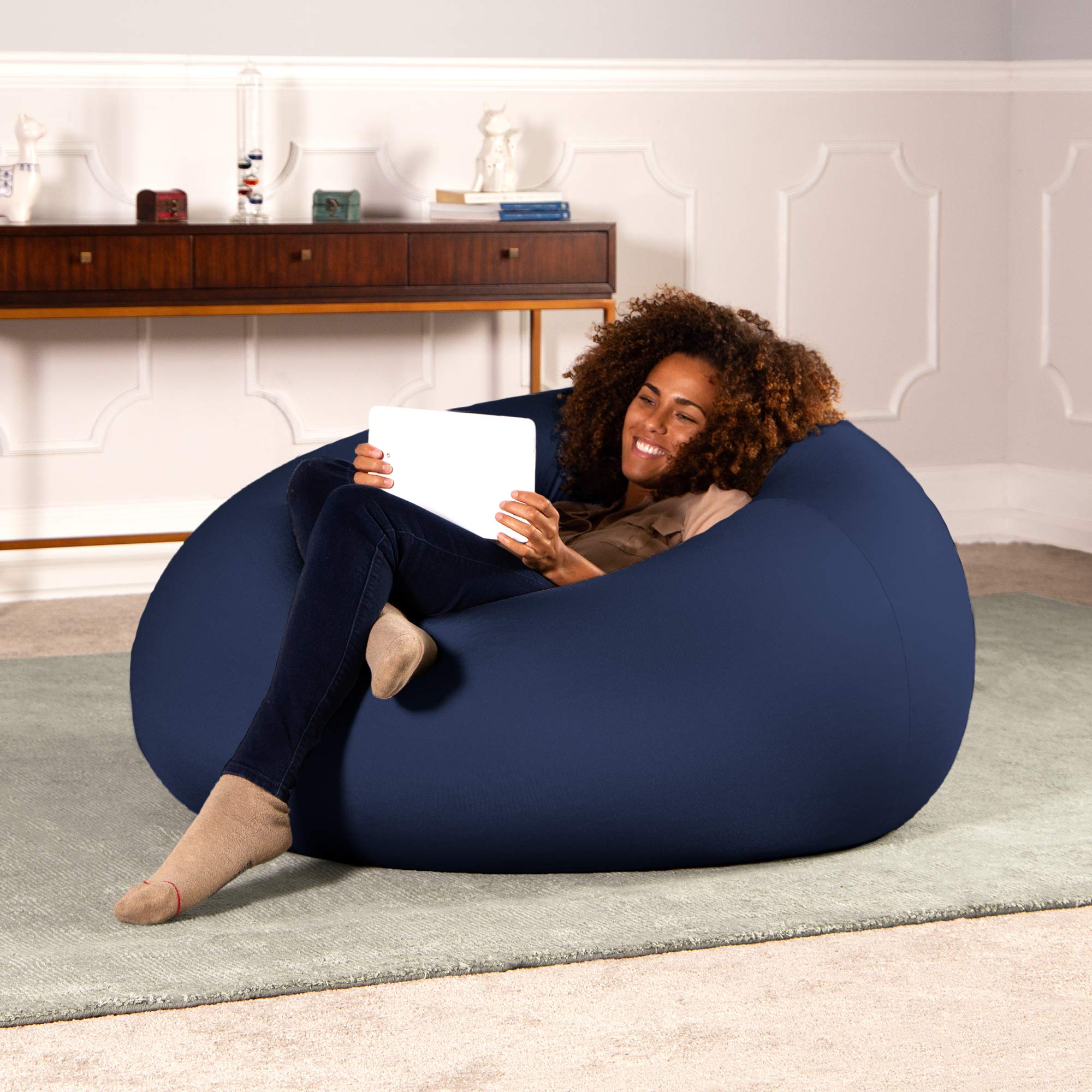 Jaxx Nimbus Spandex Bean Bag Chair for Adults - Large Navy Comfortable Lounge Chair for Living Room, Bedroom & Game Room - Perfect for Relaxing, Reading & Gaming