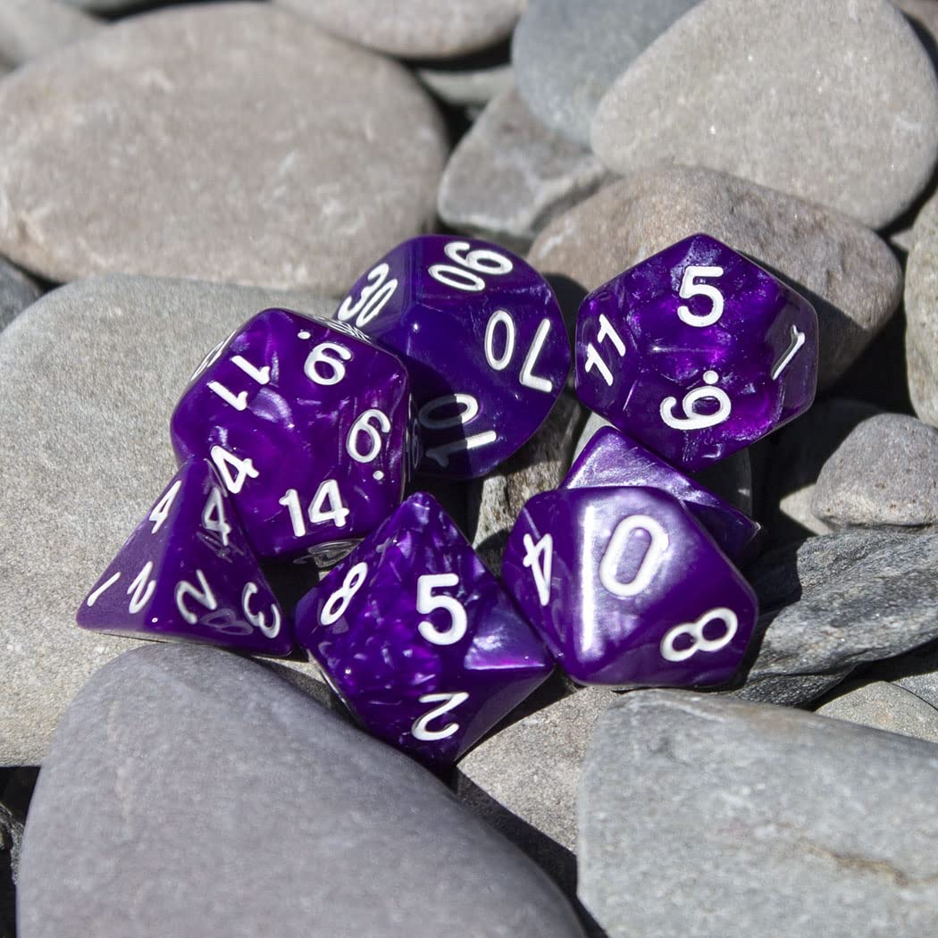 Pearl Effect Purple RPG Dice Set - 7-Piece Polyhedral Dice for Dungeons & Dragons, Pathfinder & Tabletop RPG Gaming - Perfect for D&D Players, Collectors & Role-Playing Game Enthusiasts