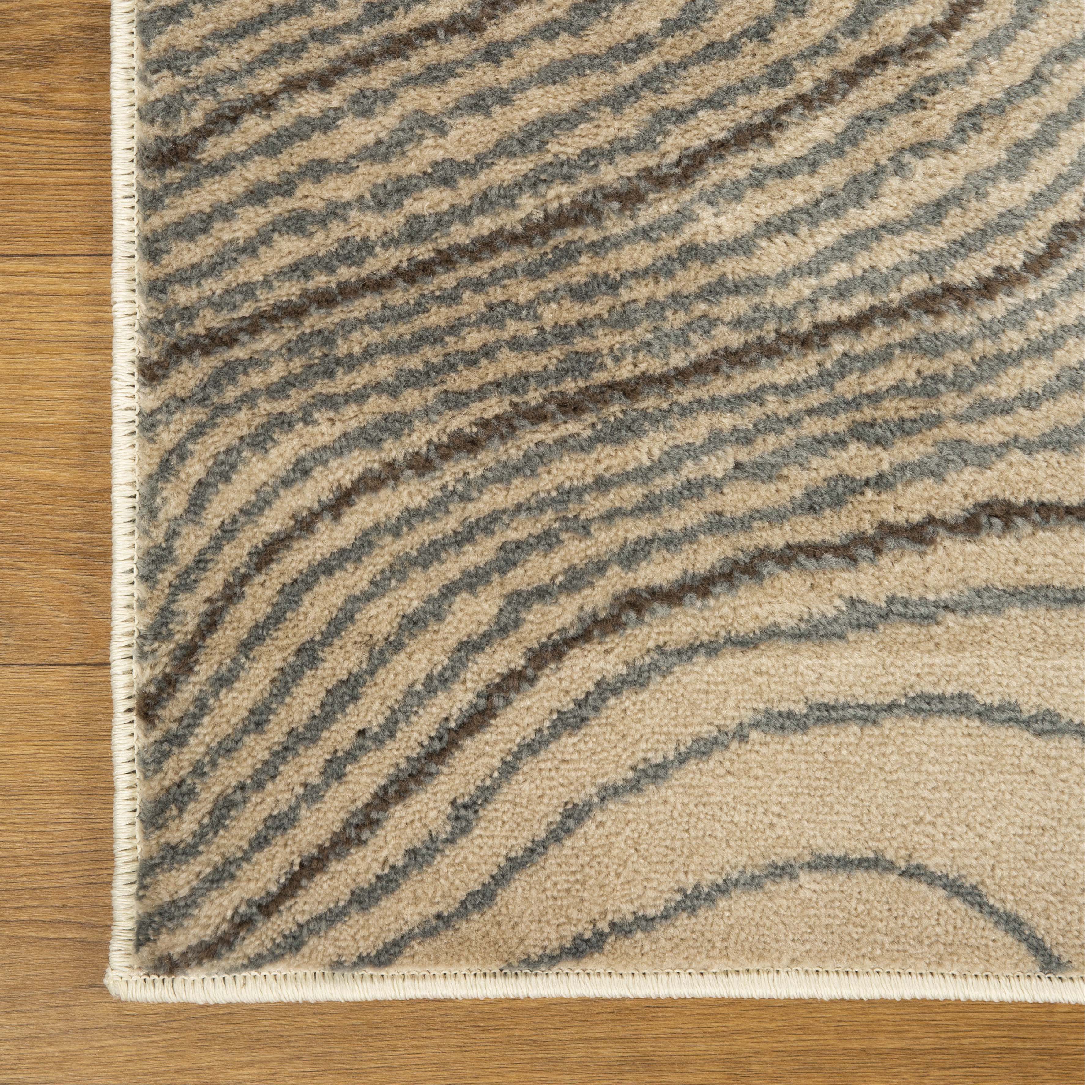 Veer Modern Abstract Wood Grain Indoor Area Rug or Runner - Soft Non-Slip Living Room Carpet for Bedroom, Hallway & Home Decor
