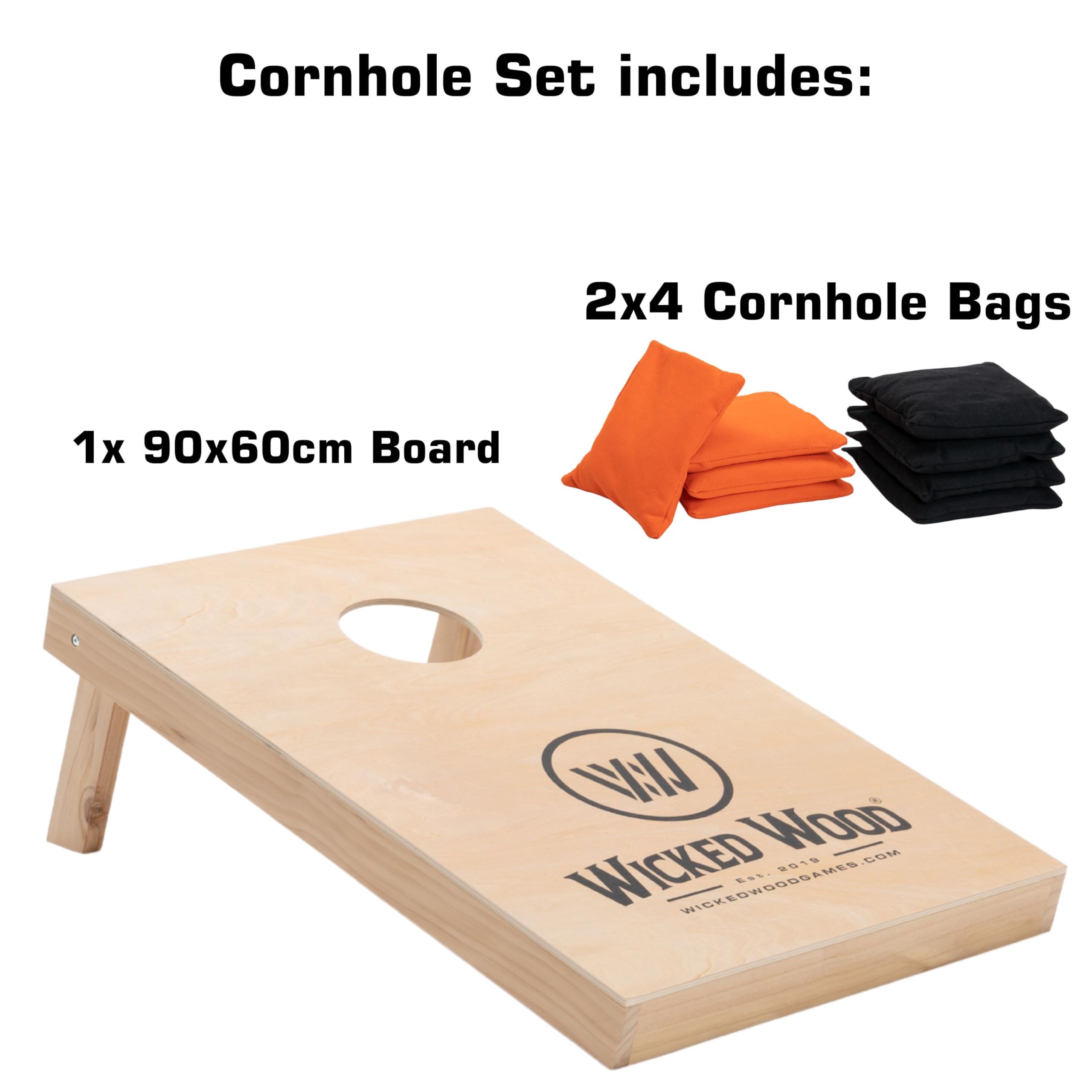 Official ACL Licensed Wicked Wood Cornhole Set - 90x60cm Outdoor Game with 2 Boards, 8 Bean Bags & Protective Cover - Perfect for Backyard Parties, Tailgating, and Outdoor Events