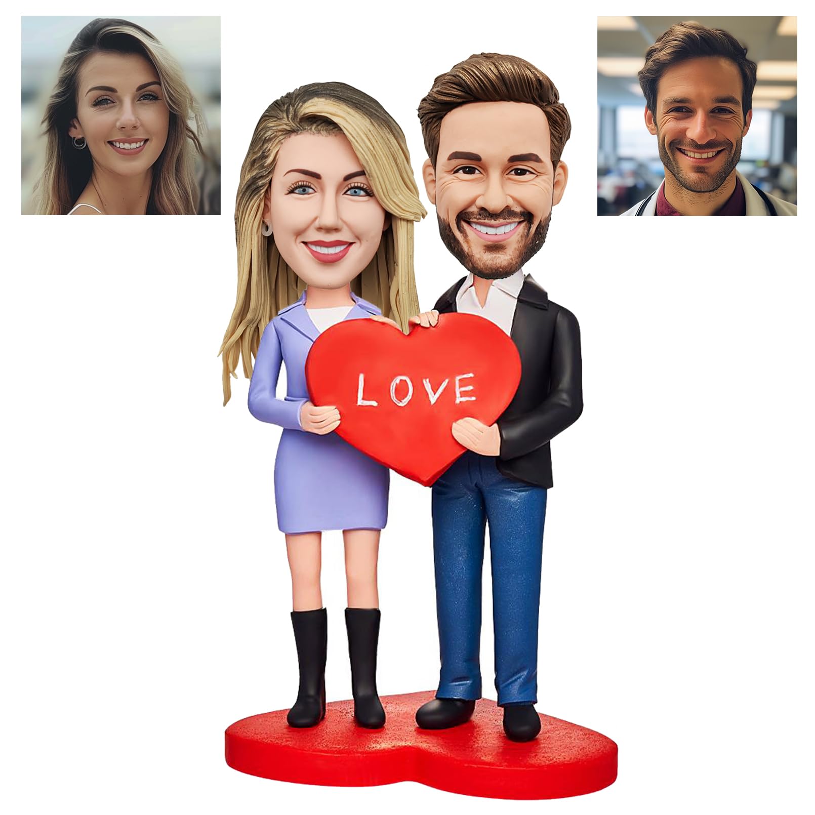 Custom Bobblehead Figurine - Personalized Groom & Bride Wedding Cake Topper (6''/7''/8'') - Unique Couple Dolls for Wedding Anniversary & Holiday Gifts - Perfect for Wedding Decor, Bridal Showers & Romantic Celebrations