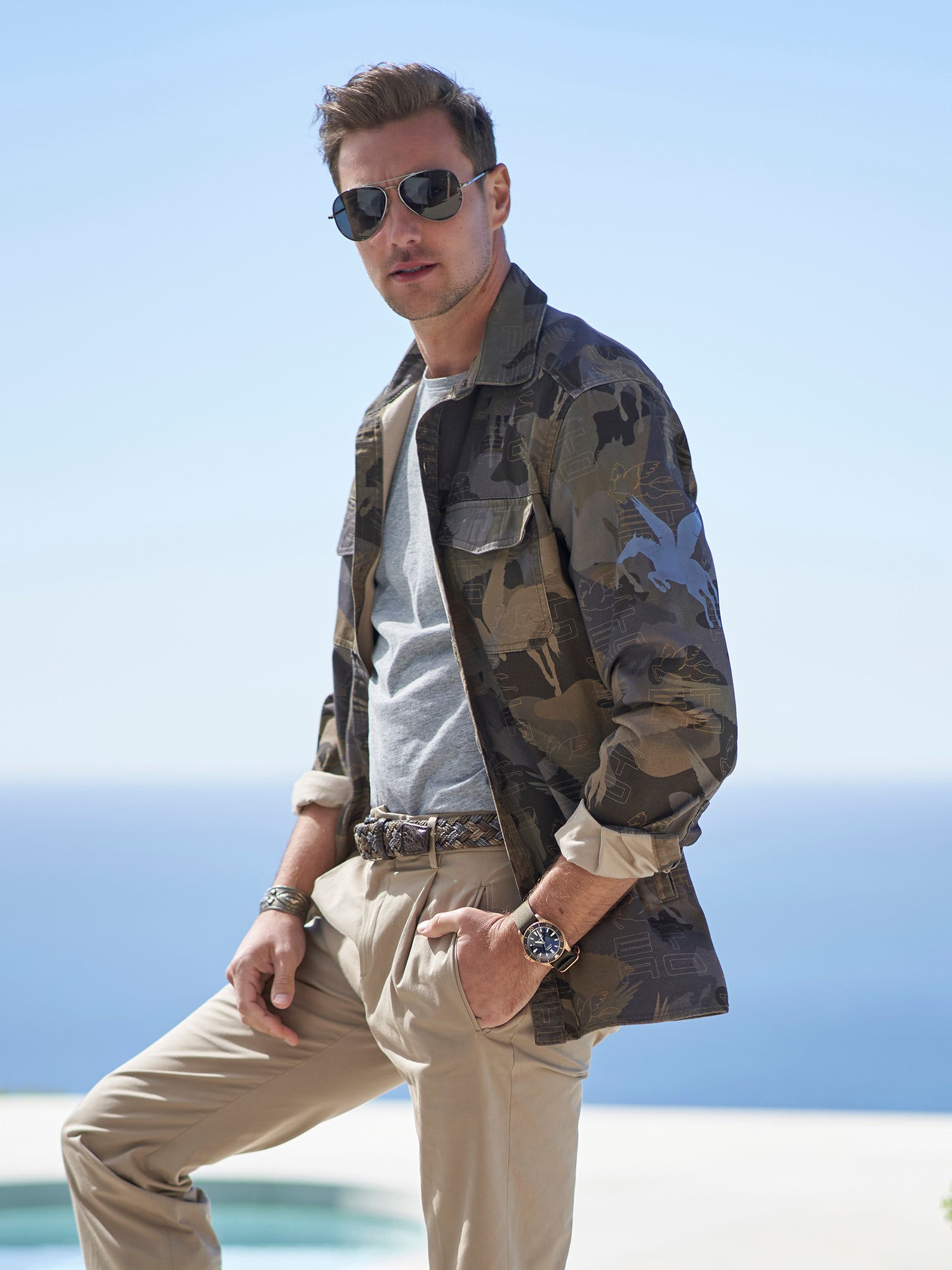 Men's Camo Cotton Stretch Shirt Jacket - Lightweight Outdoor Hunting & Casual Wear for Hiking, Camping & Everyday Use