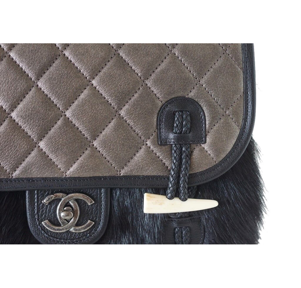 Chanel Dallas Collection Black Fur Handbag - Luxury Designer Shoulder Bag for Women, Perfect for Evening Parties & Special Occasions