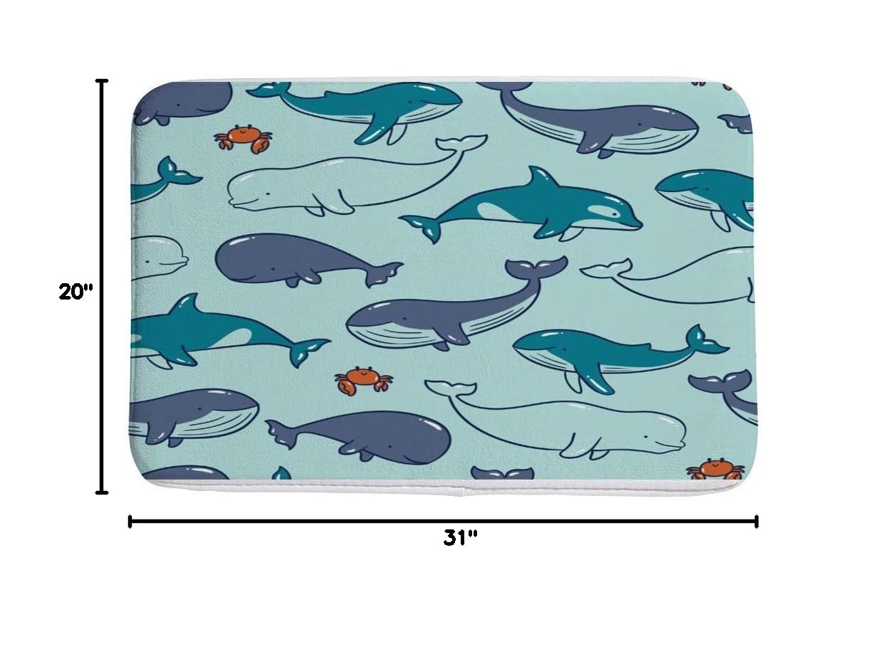 Non-Slip Bath Mat with Sea Creatures Design - Soft Velvet Absorbent Bathroom Rug for Quick Drying (31