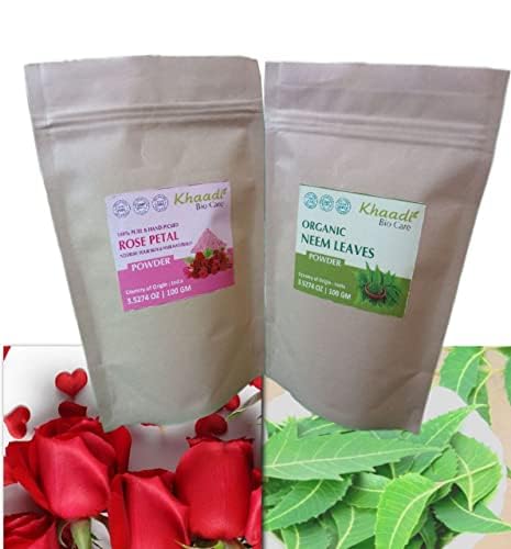 Khaadi Biocare Rose Petal & Neem Leaves Powder Face Pack - 200g (100+100 Combo) for Glowing Skin & Acne Treatment | Natural Beauty Care for Daily Skincare Routine