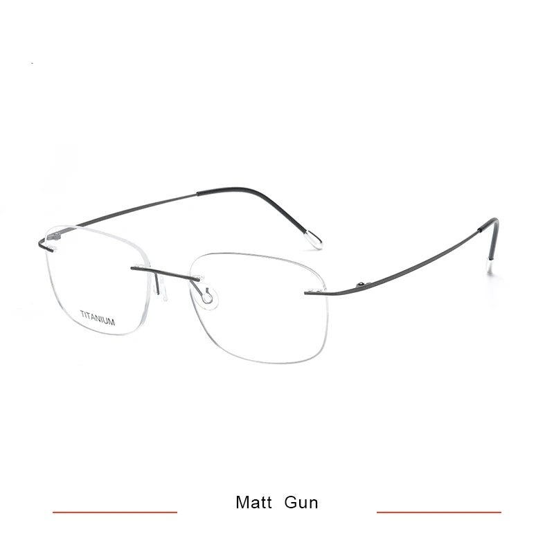 Brightzone Unisex Rimless Oval Square Titanium Eyeglasses 71610 - Lightweight Durable Frame for Reading, Work & Fashion | Blue Light Blocking Glasses for Computer Use & Daily Wear