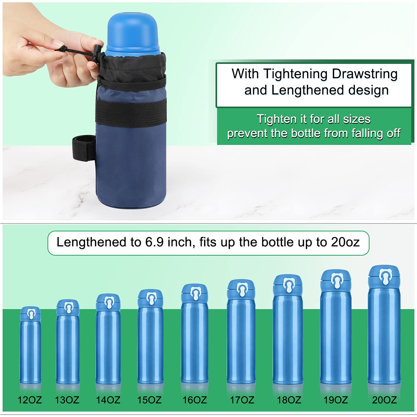 Accmor Insulated Bike Water Bottle Holder - Keeps Drinks Cold or Hot for 12 Hours, Universal Bike Cup Cage for Kids, Mountain, Cruiser & Road Bicycles (Blue) - Perfect for Cycling, Commuting & Outdoor Adventures