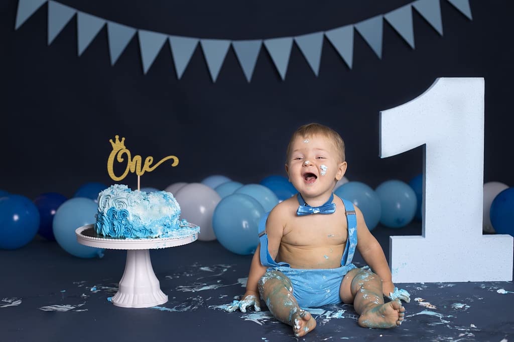 1st Birthday Crown Cake Topper - Gold Glitter First Birthday Cake Decoration for Baby Girls & Boys | Perfect for Baby Shower, Gender Reveal Party, Baby Party & Photo Booth Props | Ideal for 1-Year-Old Birthday Celebrations, Cake Decorating & Photo Shoots