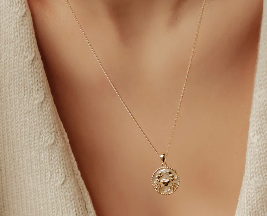 Cancer Zodiac Necklace with Mother of Pearl Pendant - Elegant Astrological Jewelry for Women - Perfect Gift for Birthdays, Anniversaries & Special Occasions