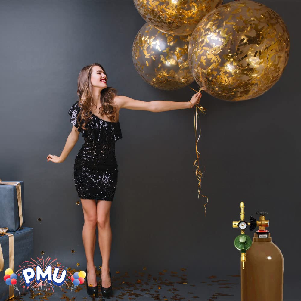 PMU Helium Saver Balloon Inflator - Automatic Shut-Off Dual Foil & Latex Balloon Filler with Air Flow Regulator & Pressure Gauge - Gas Saver for Mylar/Foil Balloons (HR-1280-60/40) - Perfect for Birthday Parties, Weddings & Event Decorations
