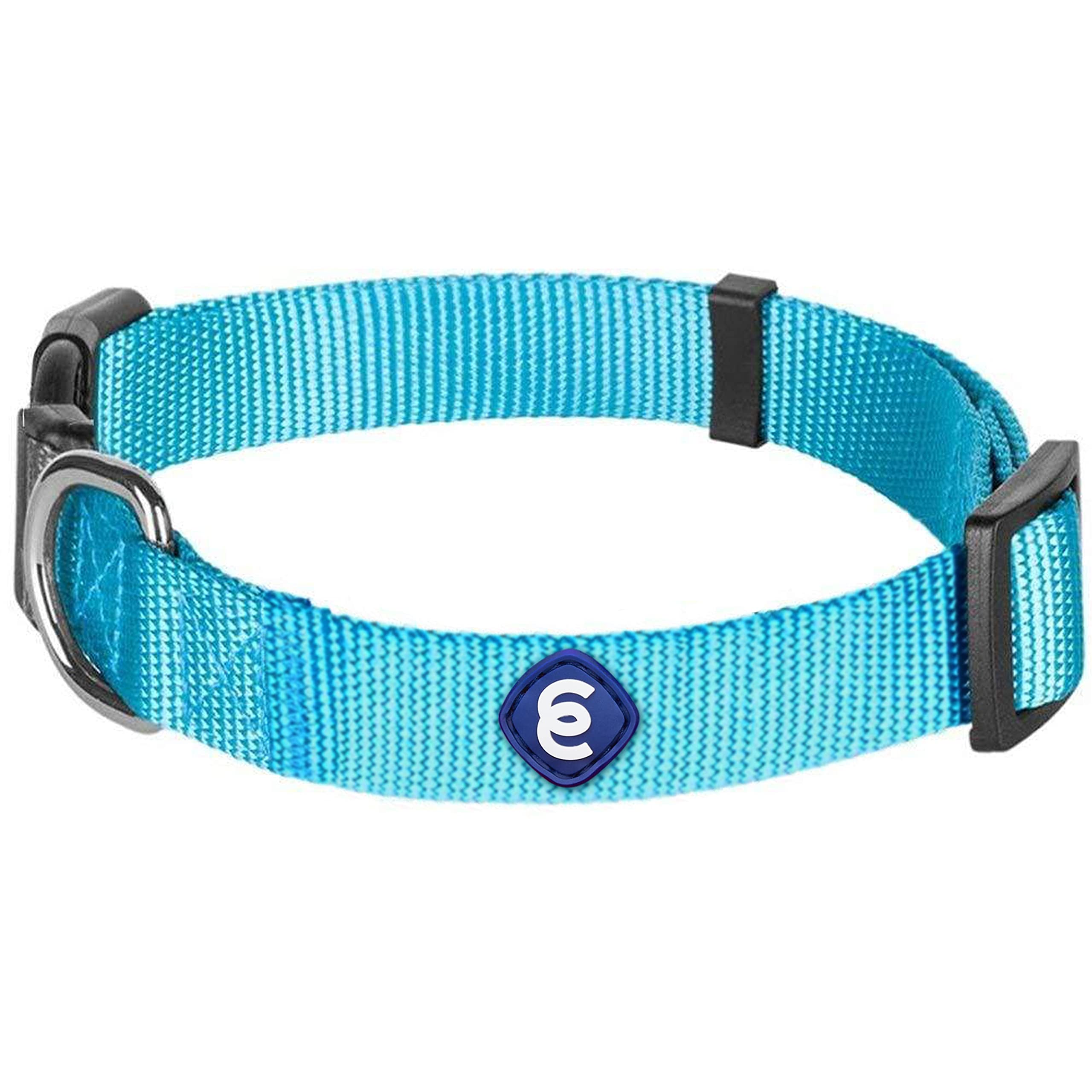 Blueberry Pet Essentials Adjustable Nylon Dog Collar - Classic Solid Turquoise Collar for Medium Dogs | Durable & Comfortable for Daily Walks, Training & Outdoor Adventures