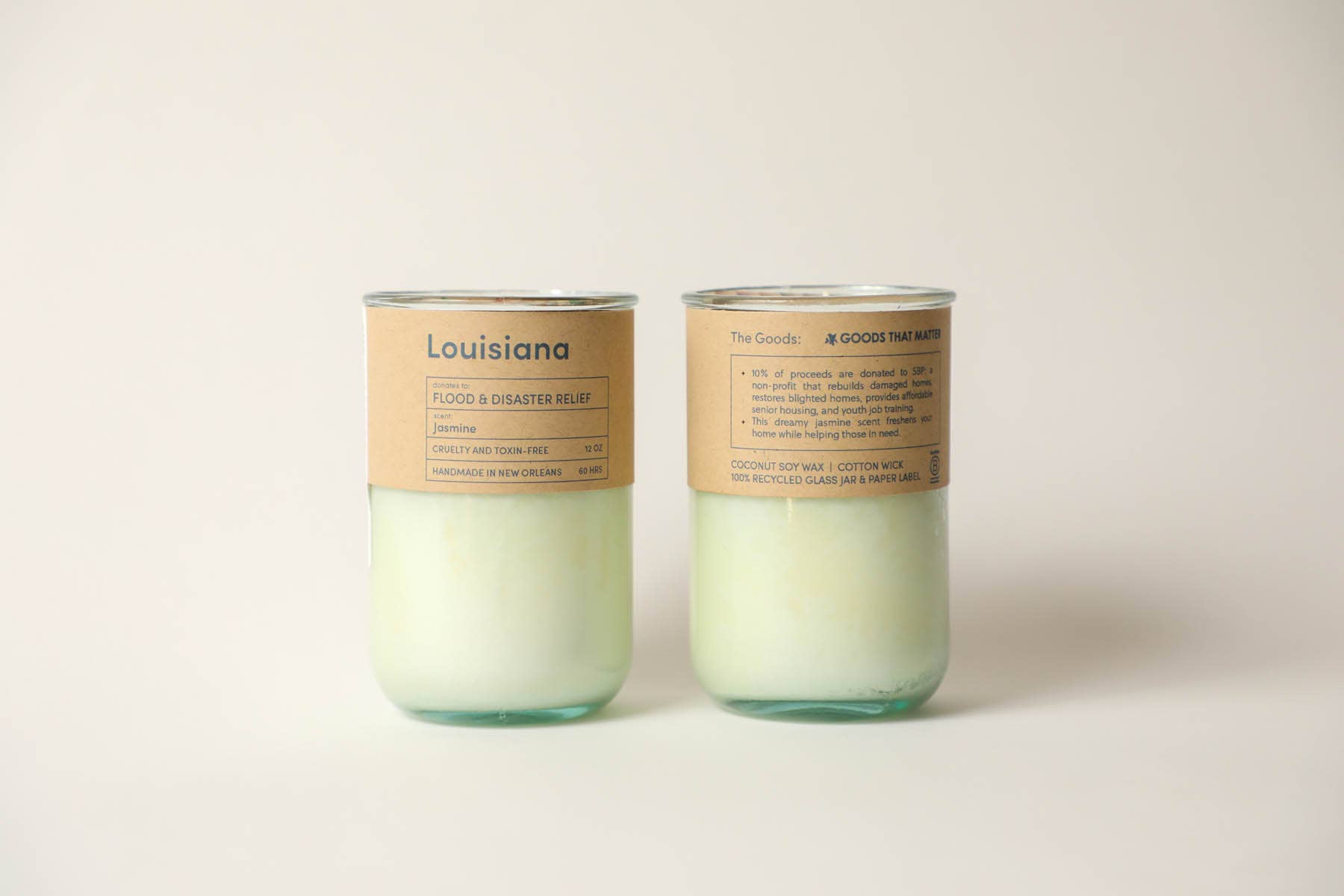 Louisiana Disaster Relief Jasmine Scented Eco-Friendly Soy Candle - Made from Recycled Materials | Perfect for Home Relaxation, Meditation & Emergency Preparedness Kits