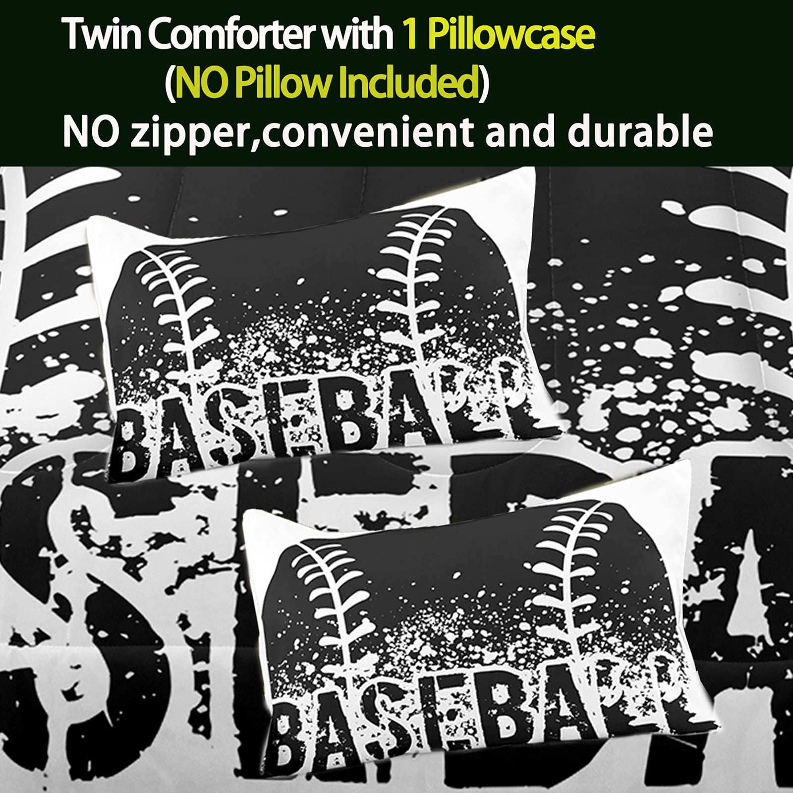 Bodhi Boys Baseball King Comforter Set with Pillowcases - Sports Bedding for Teens