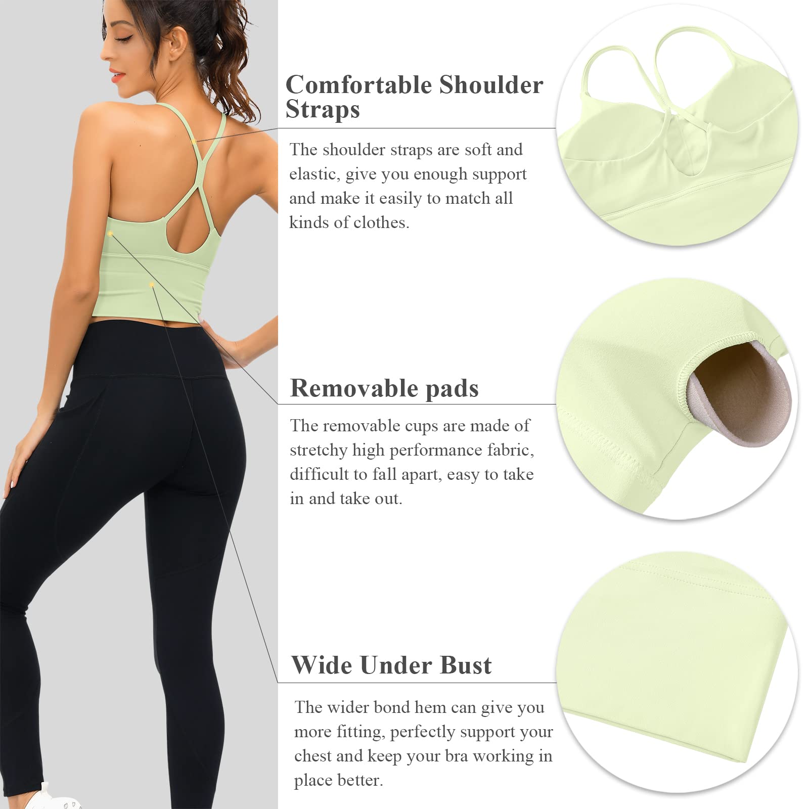 Signeala Women's Longline Sports Bra - V Neck Padded Workout Top with Adjustable Straps for Yoga, Gym & Running | High Support Fitness Crop Top for Active Lifestyles