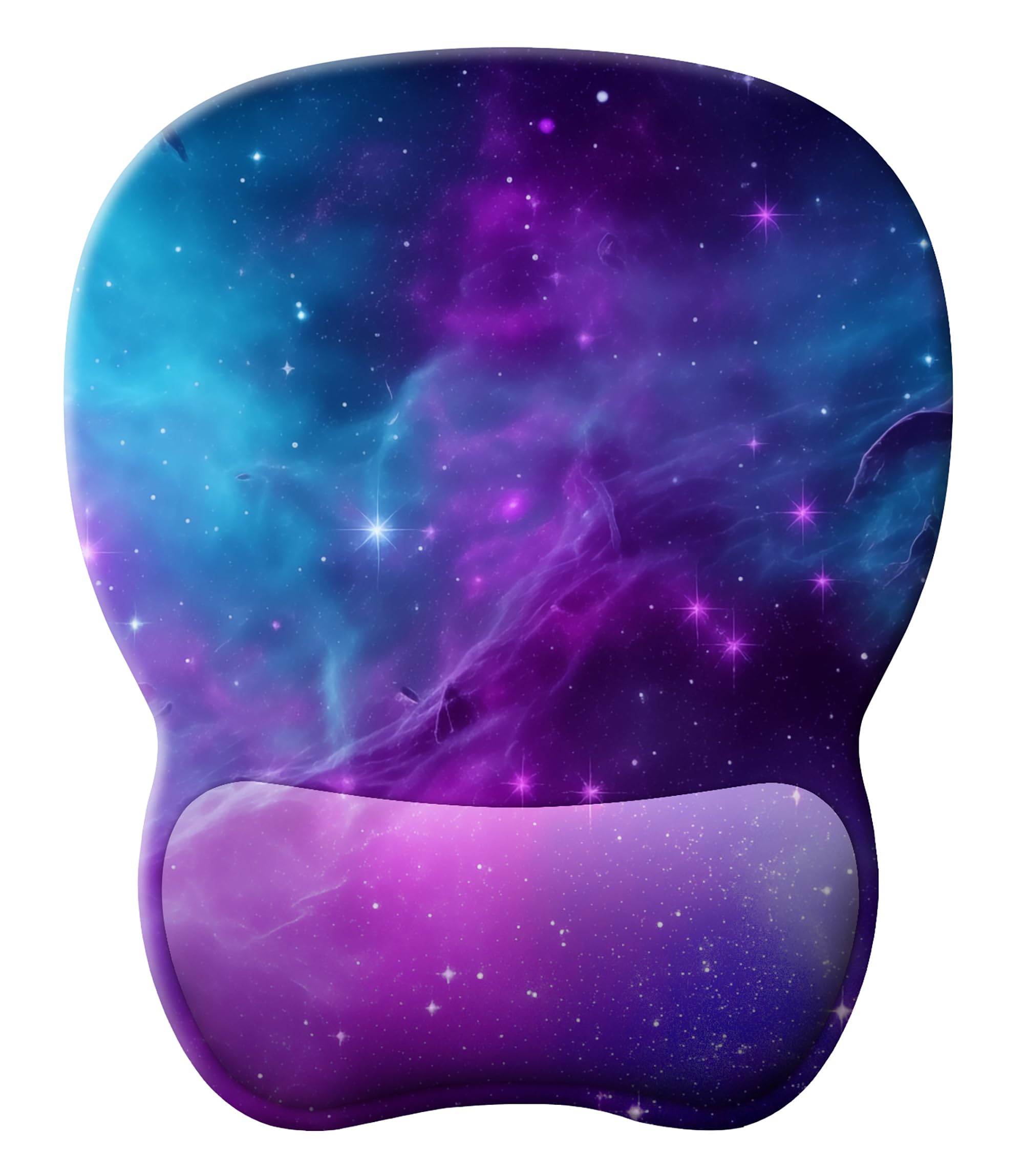 Ergonomic Gel Mouse Pad with Wrist Rest - Comfortable Non-Slip PU Base Computer Mouse Pad for Laptop & PC - Pain Relief Wrist Support for Office, Gaming & Home Use - Galaxy Nebula Space Design