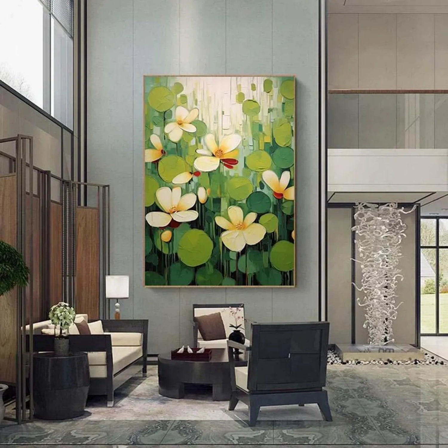 Beautiful Flower and Tree Painting #FT 202 - Handmade Canvas Wall Art for Home & Office Decor - Perfect for Living Room, Bedroom or Gift