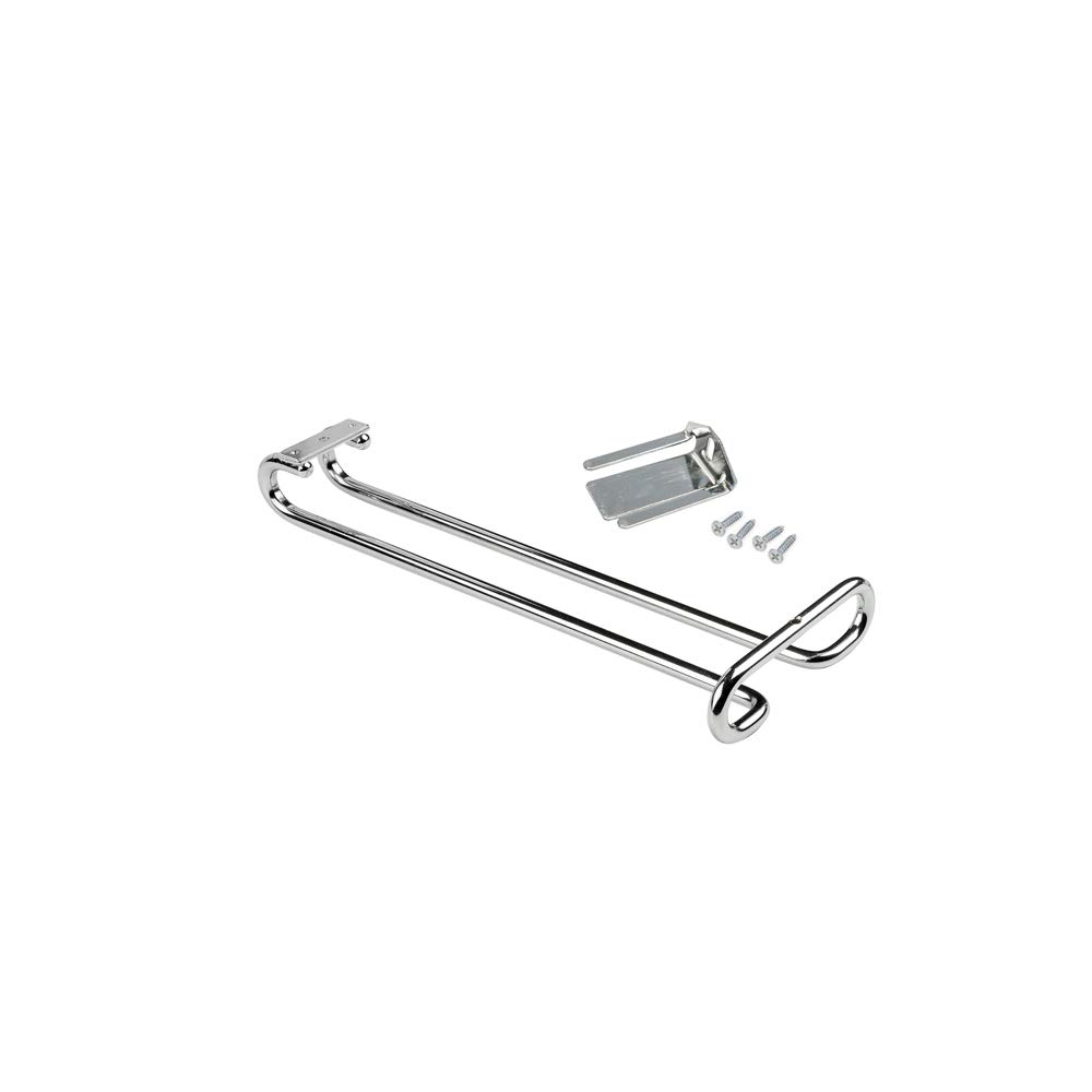 Under Cabinet Glass Hanger - Single Row Stemware Rack for Bar or Shelf - 11 Inch Chrome Steel Wine Glass Holder - Perfect for Kitchen, Dining Room & Home Bar Organization